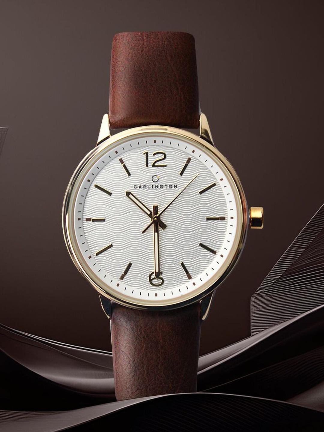 CARLINGTON Men Dial & Leather Straps Watch Aristocrat 1071 Brown - Image 1