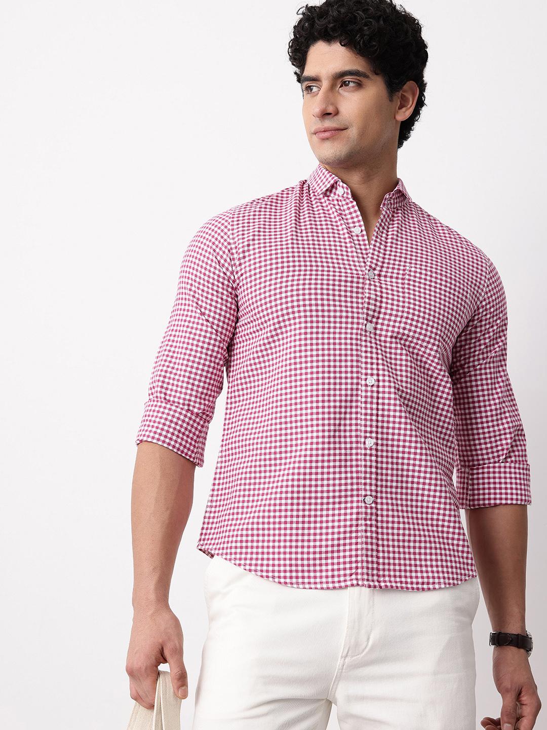Mast & Harbour Micro Checked Pure Cotton Casual Shirt