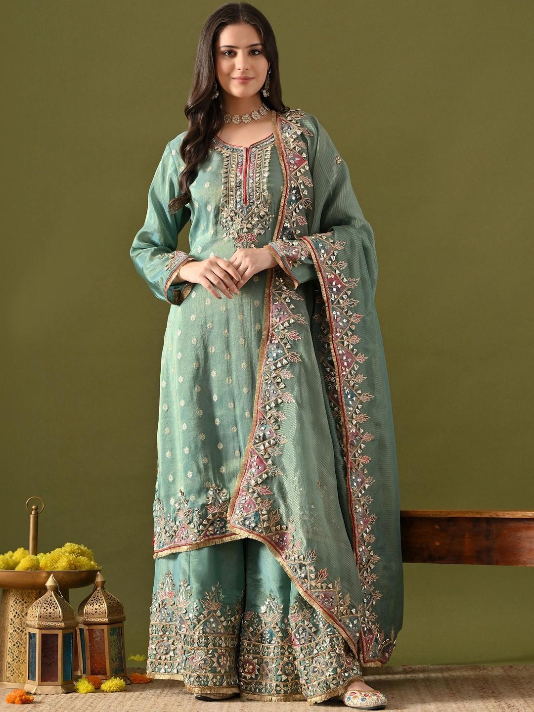 ZARIKALI Women Ethnic Motifs Mirror Work Kurta Set