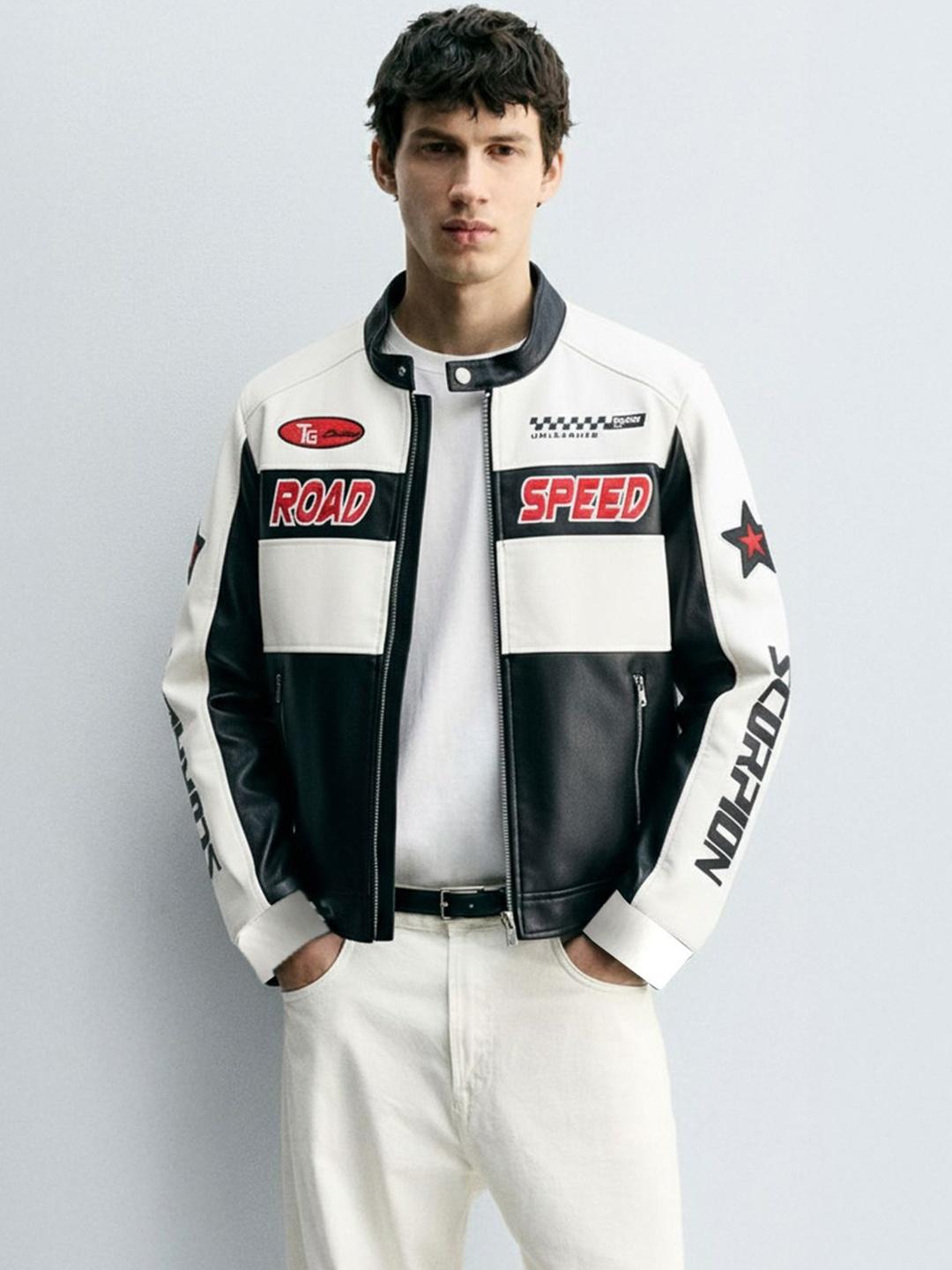 The Indian Garage Co Men Colourblocked Biker Jacket