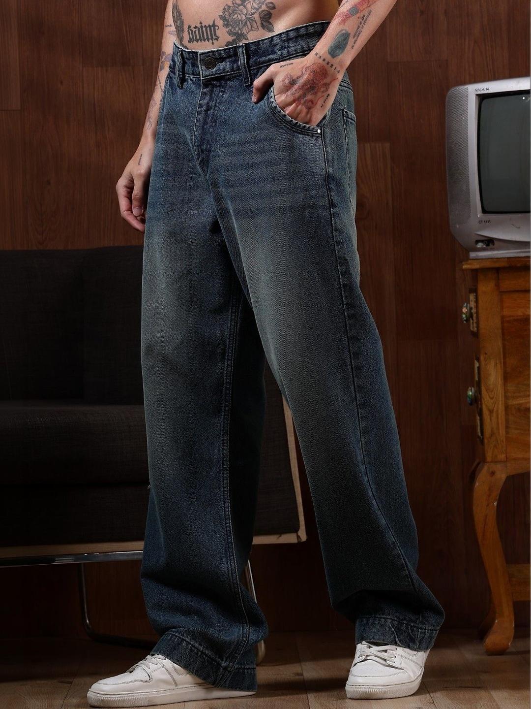 Eszett Blue Light Fade High-Rise Baggy Jeans - Image 1