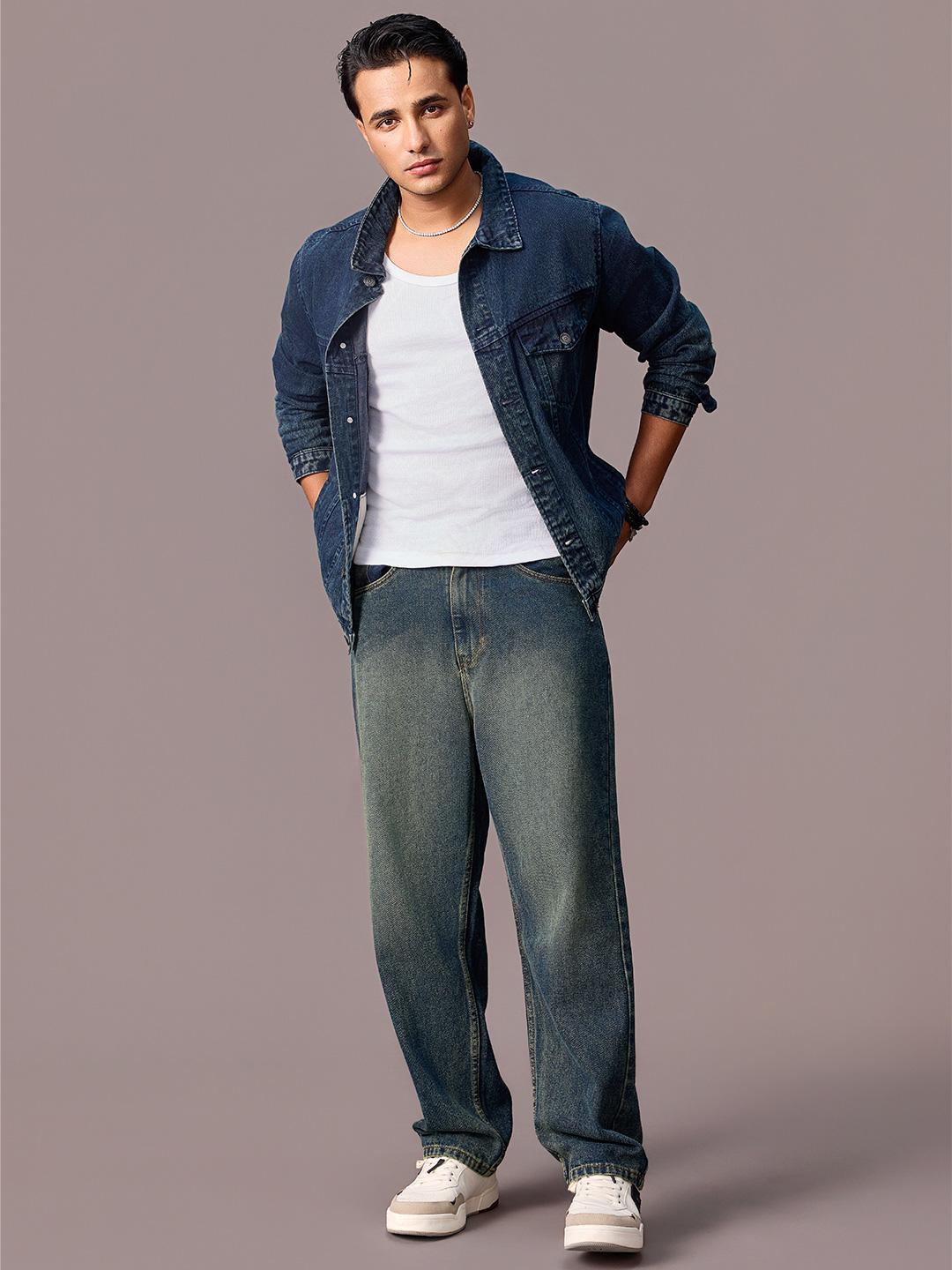 Urbano Fashion Men Blue Loose Baggy Jeans - Image 1