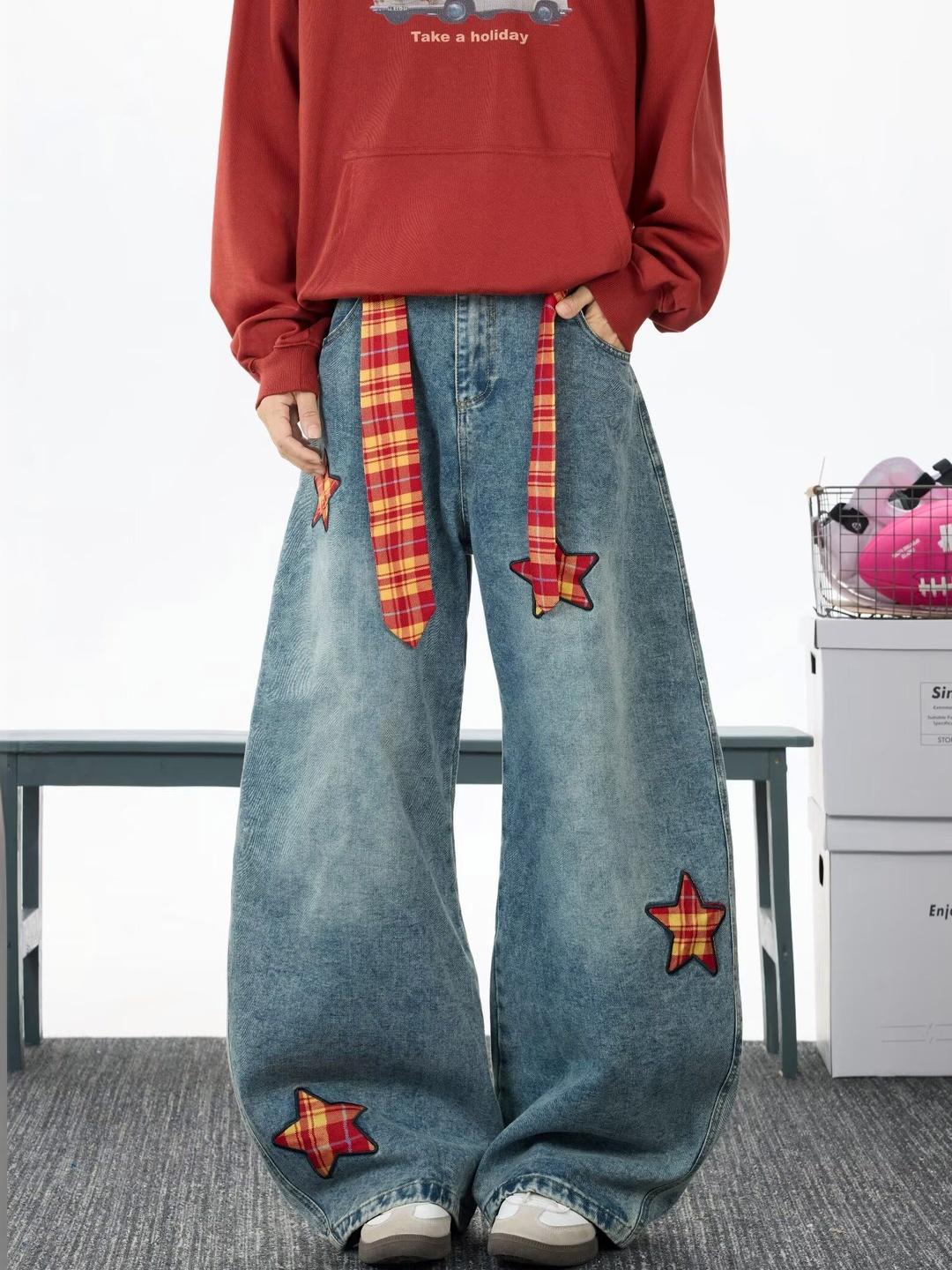 StyleCast x Revolte Men Wide Leg Mid-Rise Light Fade Printed Jeans