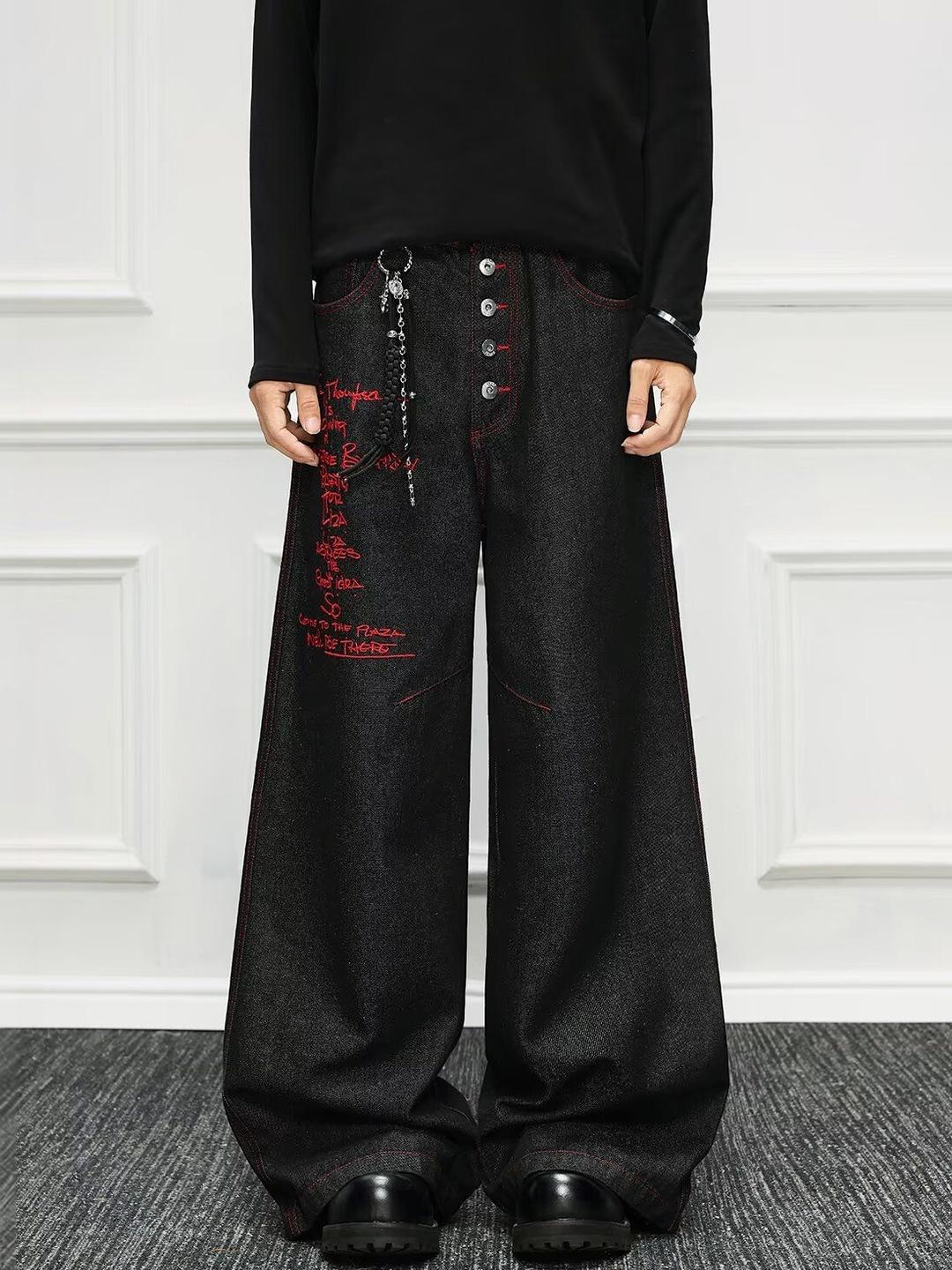 StyleCast x Revolte Men Wide Leg Mid-Rise Printed Jeans - Image 1