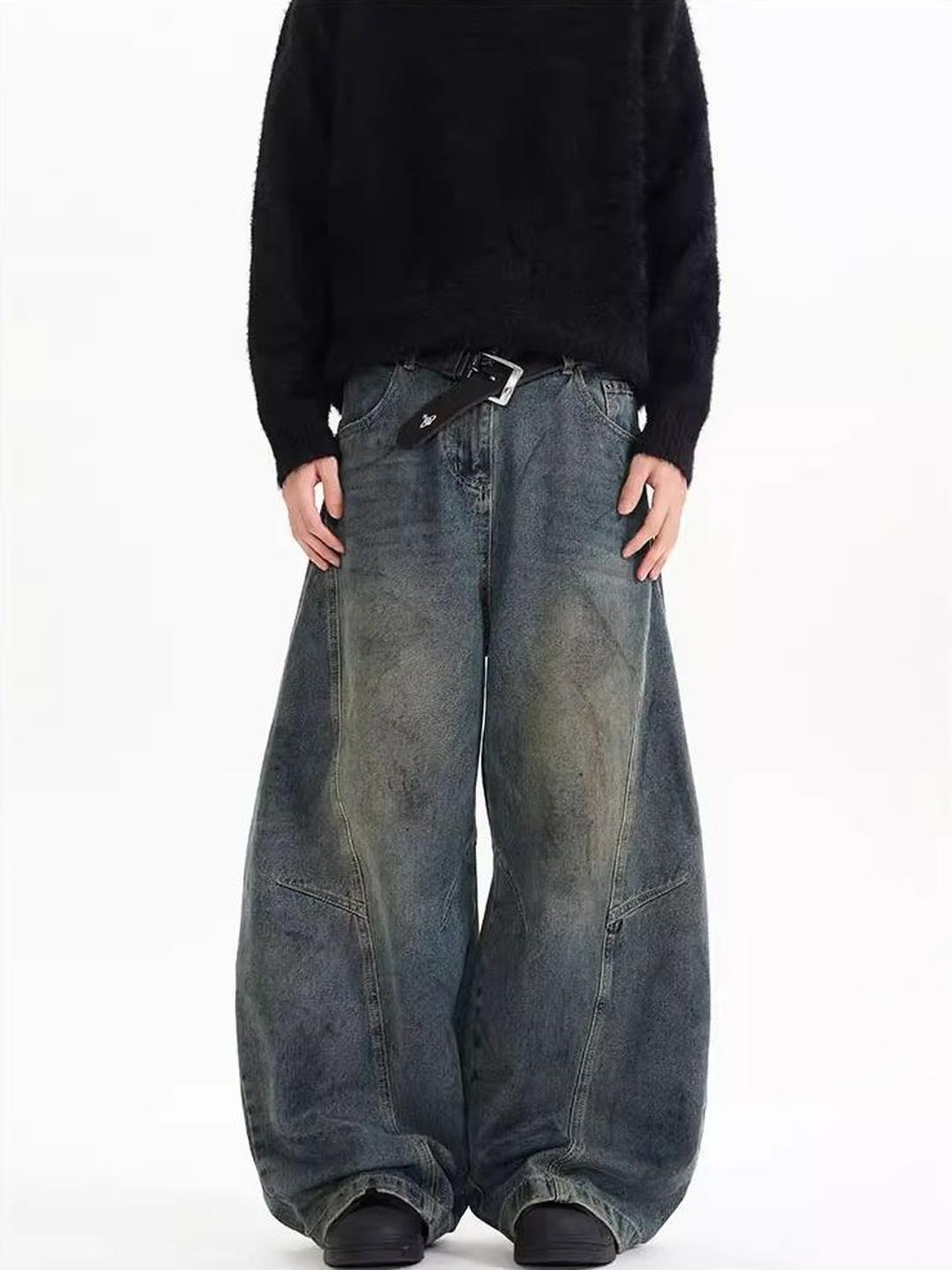 StyleCast x Revolte Men Wide Leg Mid-Rise Light Fade Jeans - Image 1