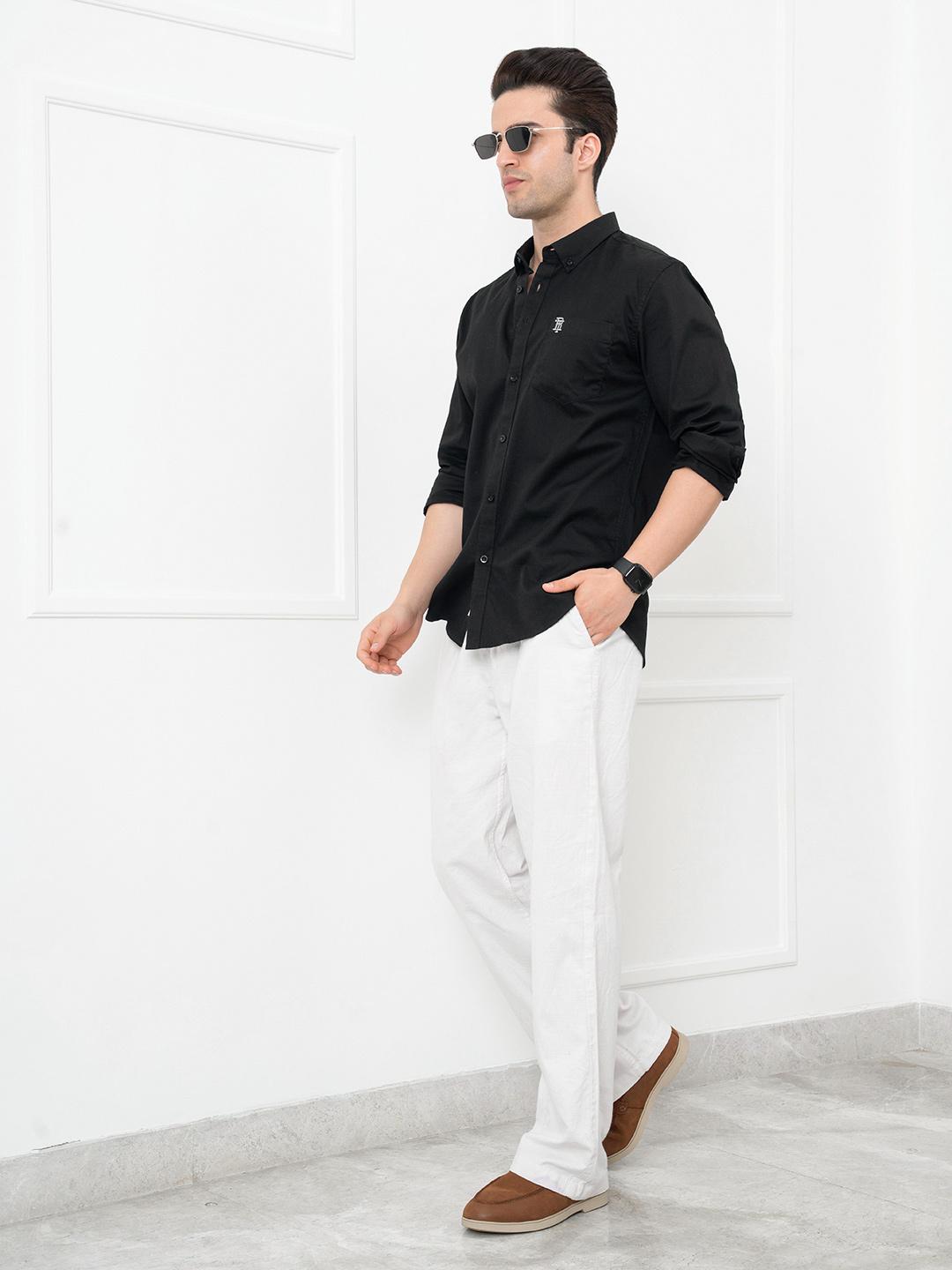 Red Tape Men Solid Button-Down Cotton Formal Shirt Red