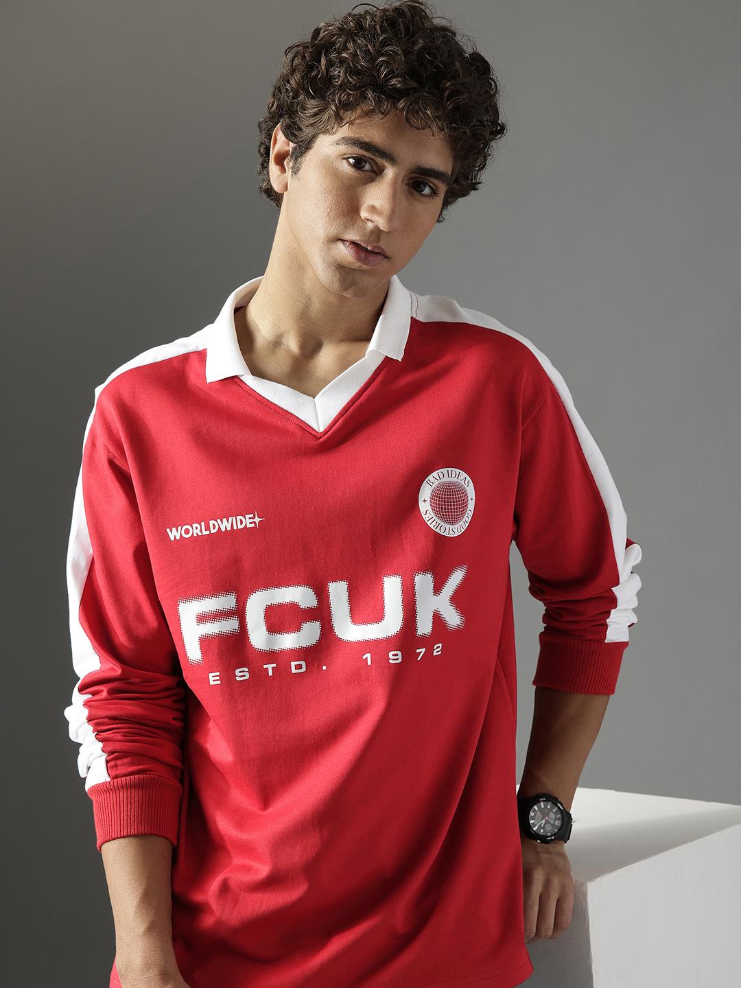 FCUK Men's Pure Cotton Oversized Polo Collar T-Shirt - Image 1