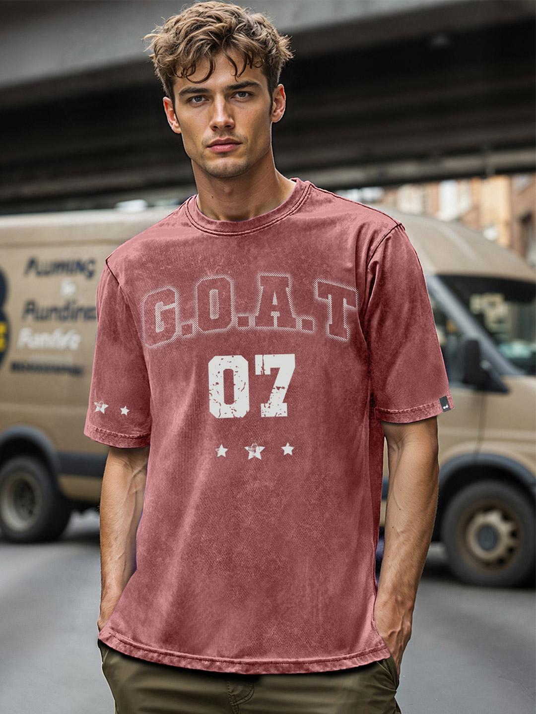Buy Bewakoof Men's Brick Red Goat 07 Typography Oversized Acid
