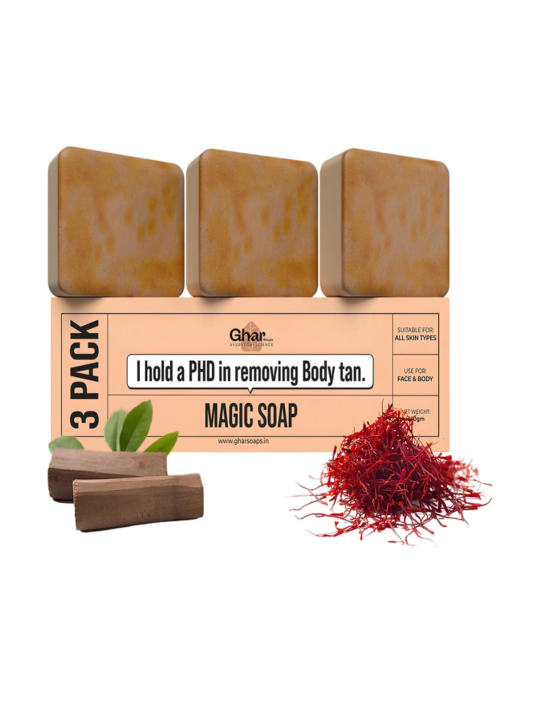 GHAR SOAPS Magic Soap DeTan Set Of 3 - 100g Each Pack of 3