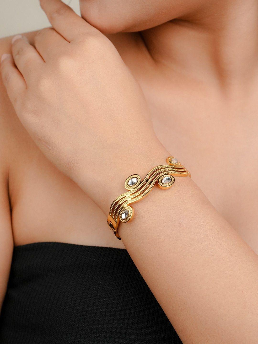 アクセサリー JIL SANDAR ecobrass bracelet Buy Zeraki Jewels Gold-Plated Stainless Steel Artificial Stones