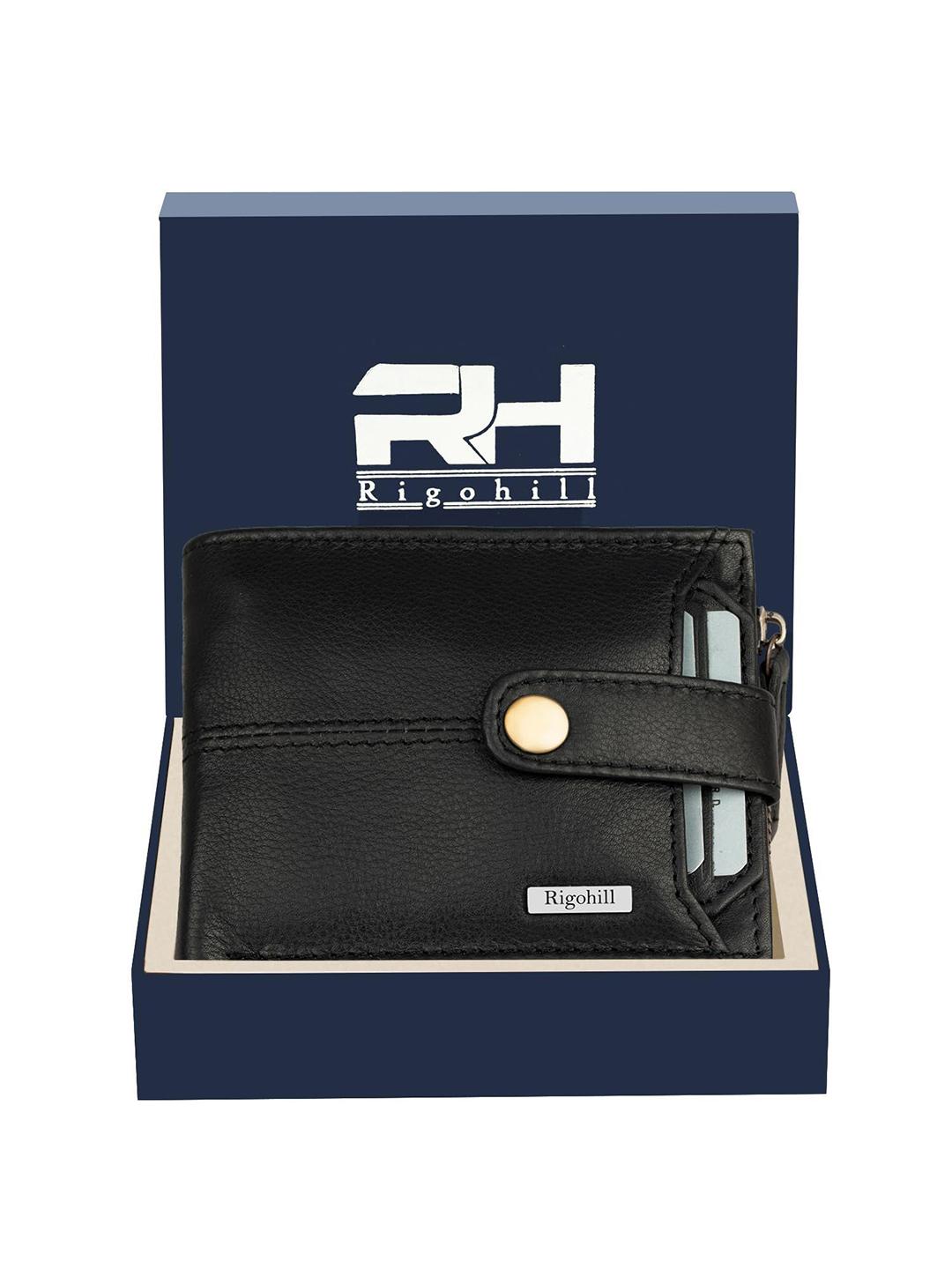 Buy Rigohill Men Doger Black RFID Protected Leather Two Fold
