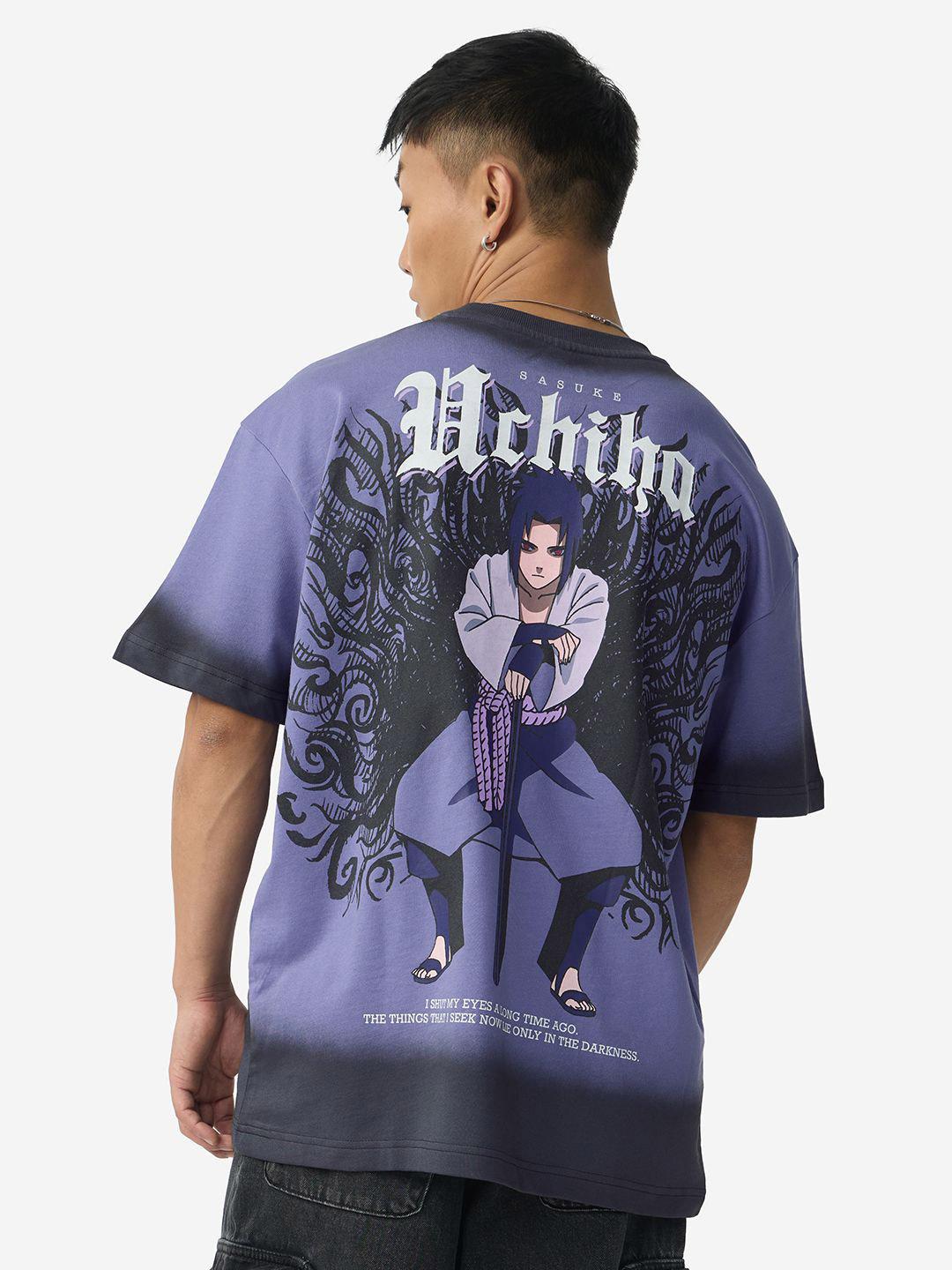 The Souled Store Men Oversized Naruto Shippuden Purple Tshirt