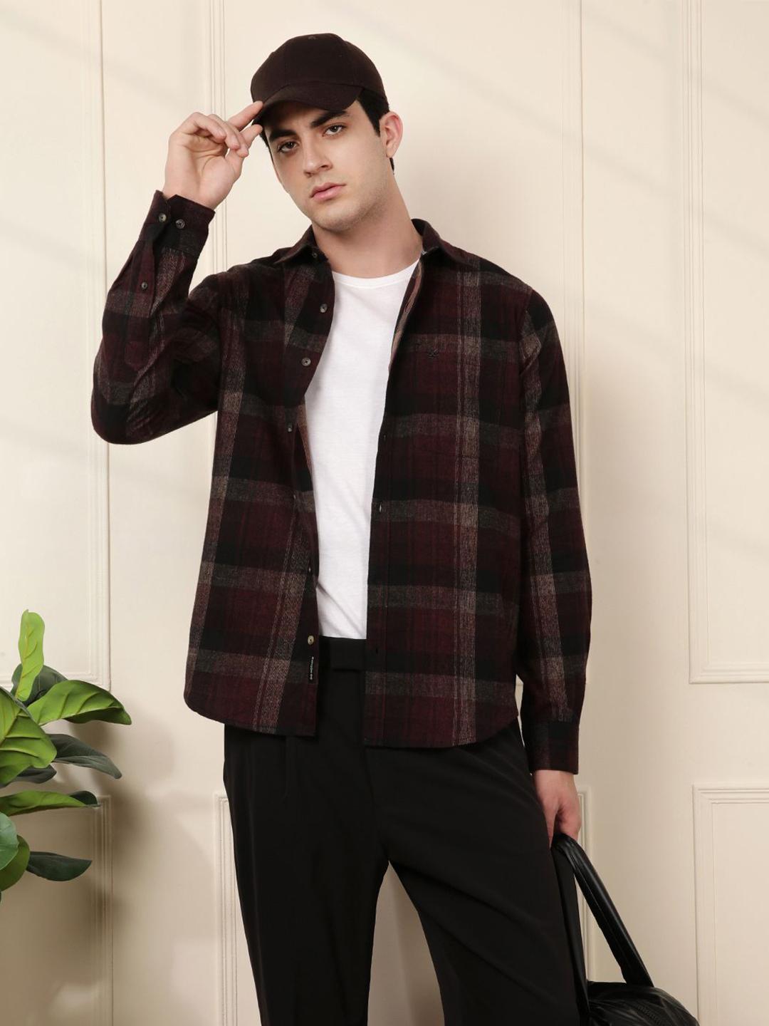 WROGN Men Comfort Fit Spread Collar Tartan Checked Cotton Shirt - Image 1