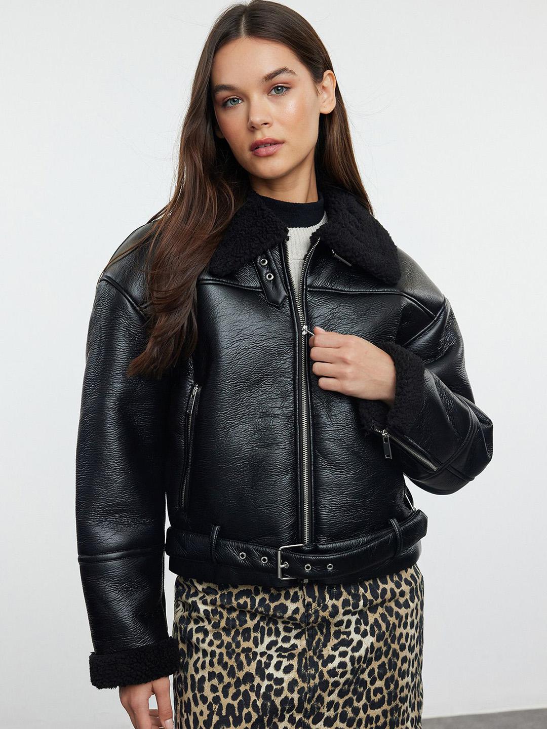 Buy Trendyol Women Crop Leather Jacket - Jackets for Women