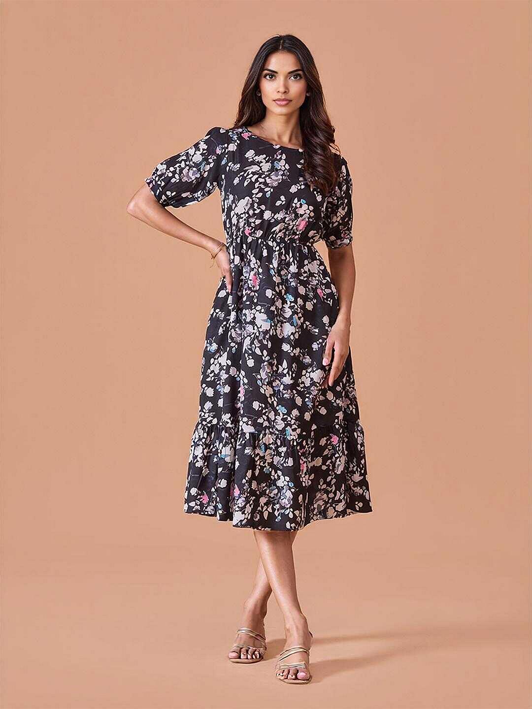dressberry women floral embroidered fit and flare midi dress reviews Buy Print & - Dresses for 32385703 Formal dress Color:Myck_Blk UK 14 Self-Portrait 'square rhinestone denim forward woman