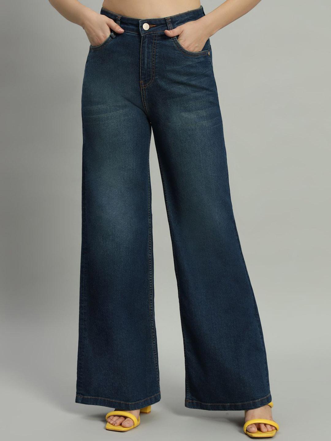 Mast & Harbour Women Wide Leg High-Rise Light Fade Stretchable Jeans - Image 1