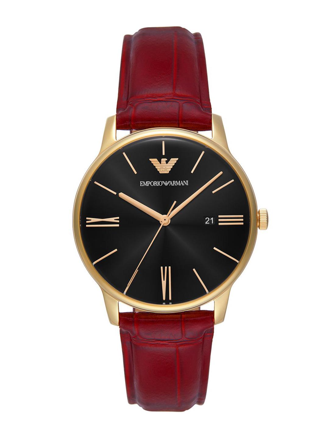 Buy Emporio Armani Men Quartz Leather Straps Analogue Watch