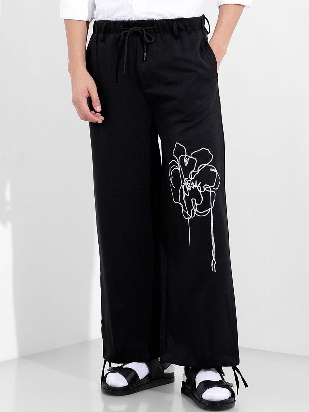 Buy The Indian Garage Co Men Embroidered Loose Fit Zip Trousers