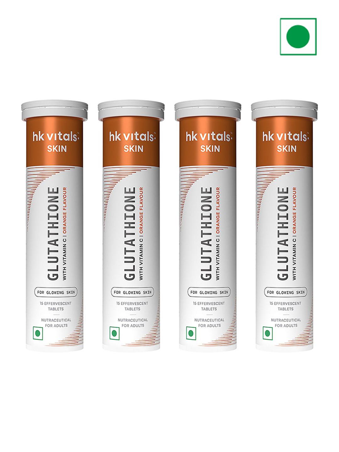 Buy HK VITALS Set Of 4 Orange Flavour Glutathione Effervescent Tablets - 15  Tablets Each - Skin Supplements for Unisex 35568347