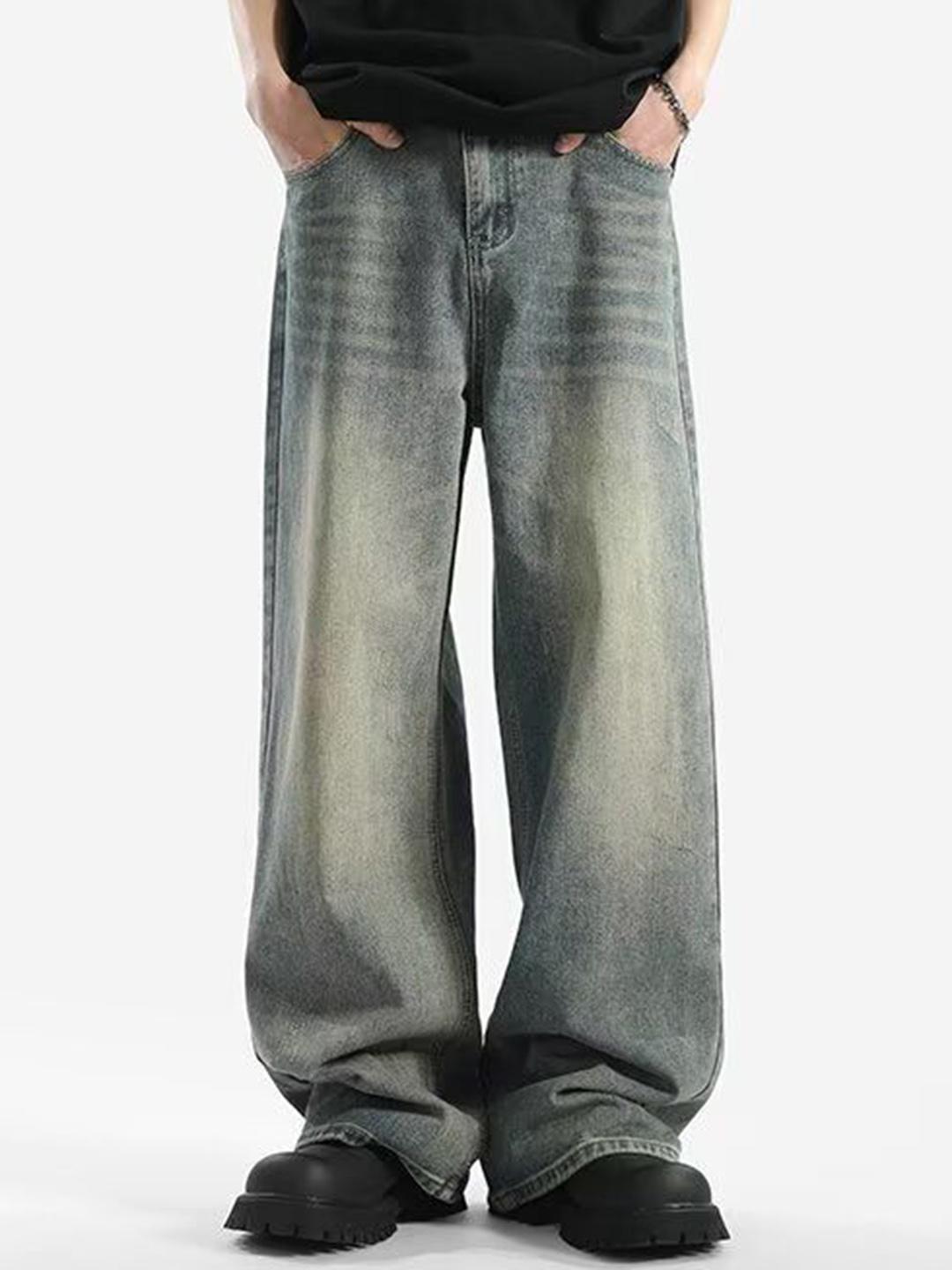 StyleCast x Revolte Men Wide Leg Mid-Rise Medium Fade Jeans - Image 1