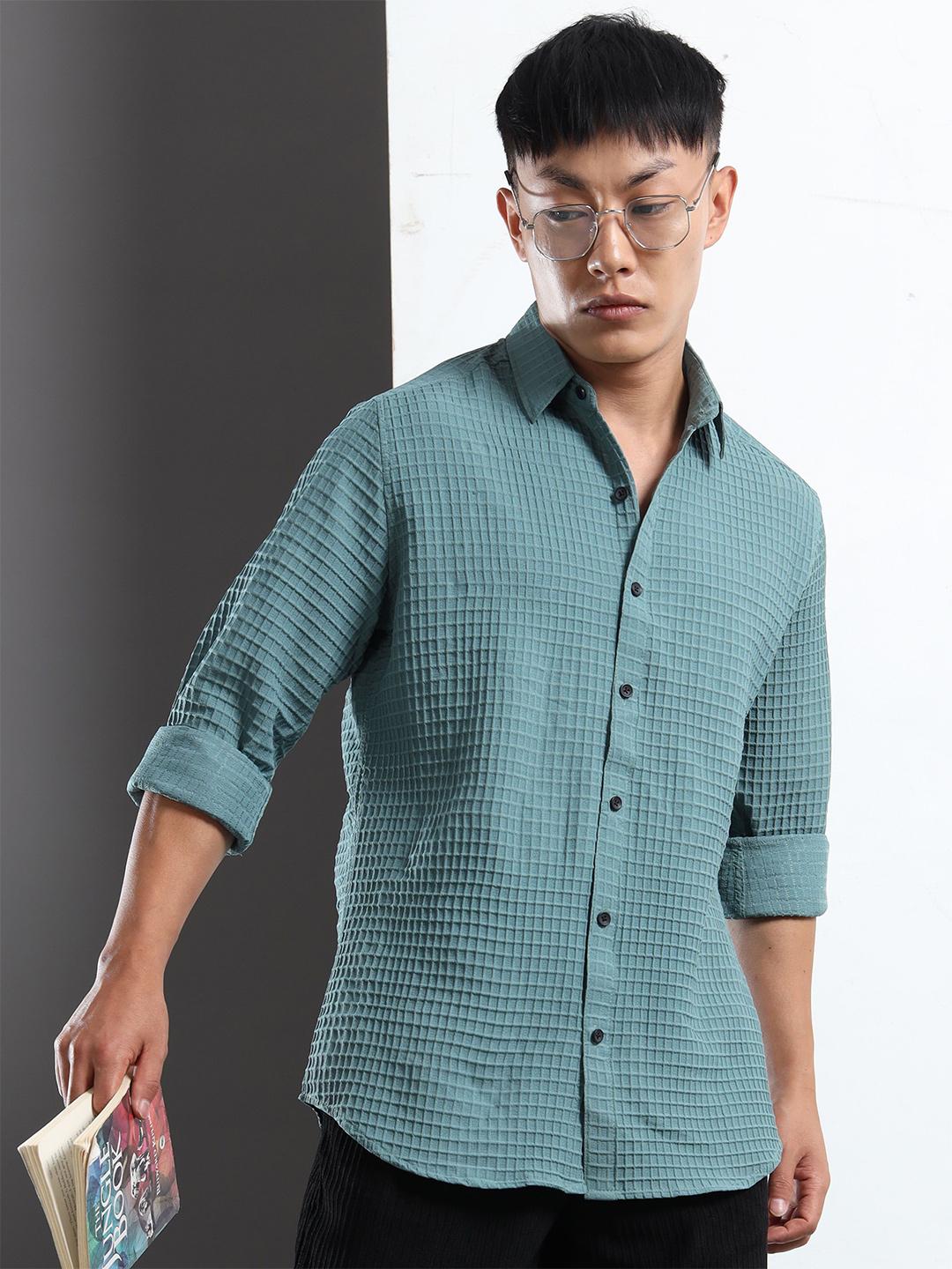 Buy MOHICANS Grid Tattersall Checked Spread Collar Shirt - Shirts