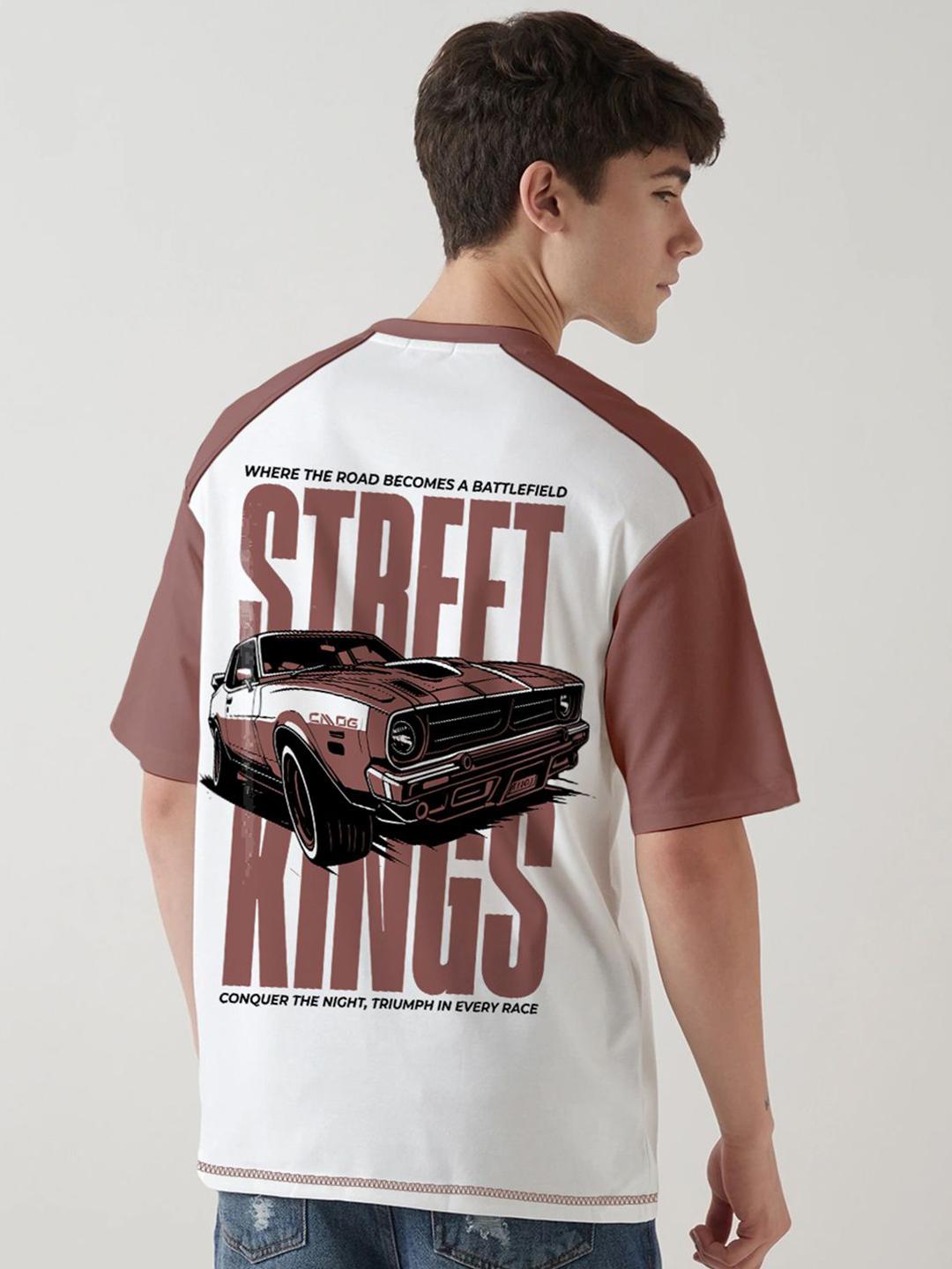 Crazymonk Graphic Printed Raglan Sleeves Cotton Oversized T-shirt