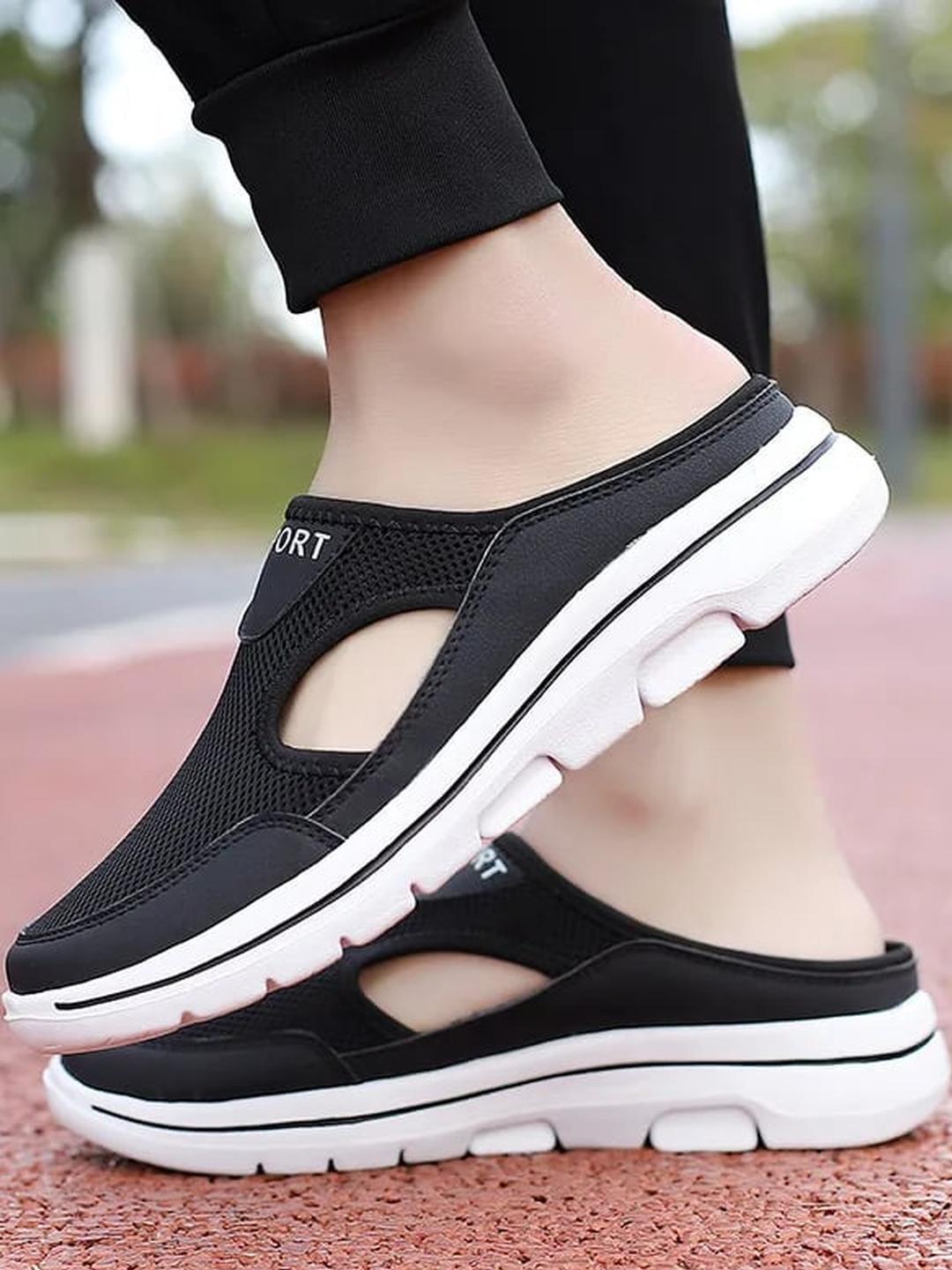 blue pop Men Black Mesh Casual Shoes - Image 1