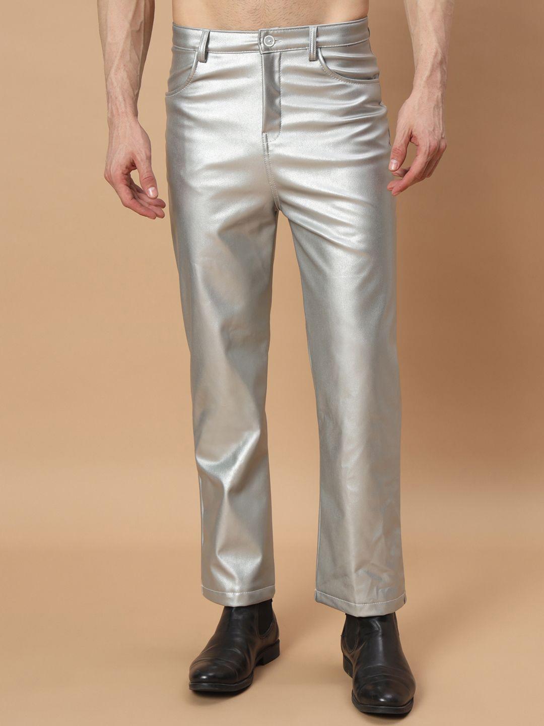 Buy TANDUL Men Smart Straight Fit Leather Trousers Trousers for
