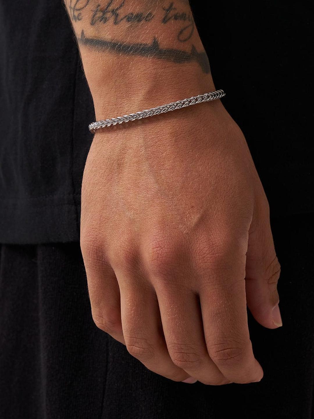 LITCHI Men Silver-Toned Stainless Steel Bracelet - Image 1