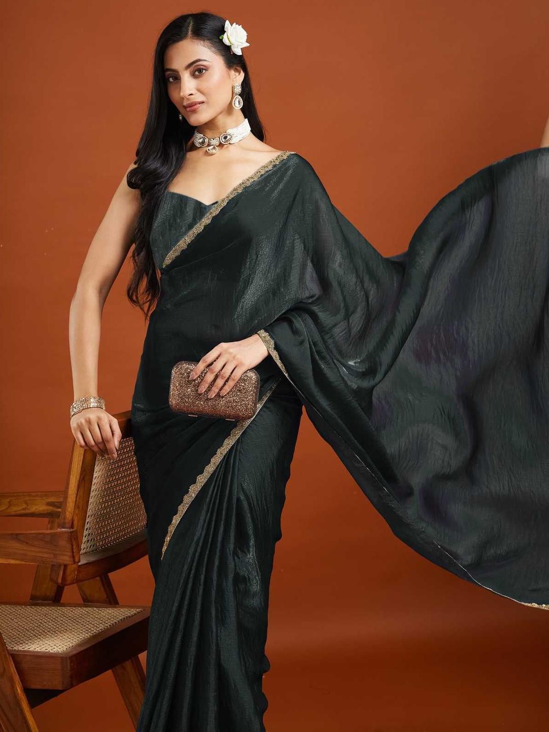 LOROFY Beads and Stones Tissue Saree