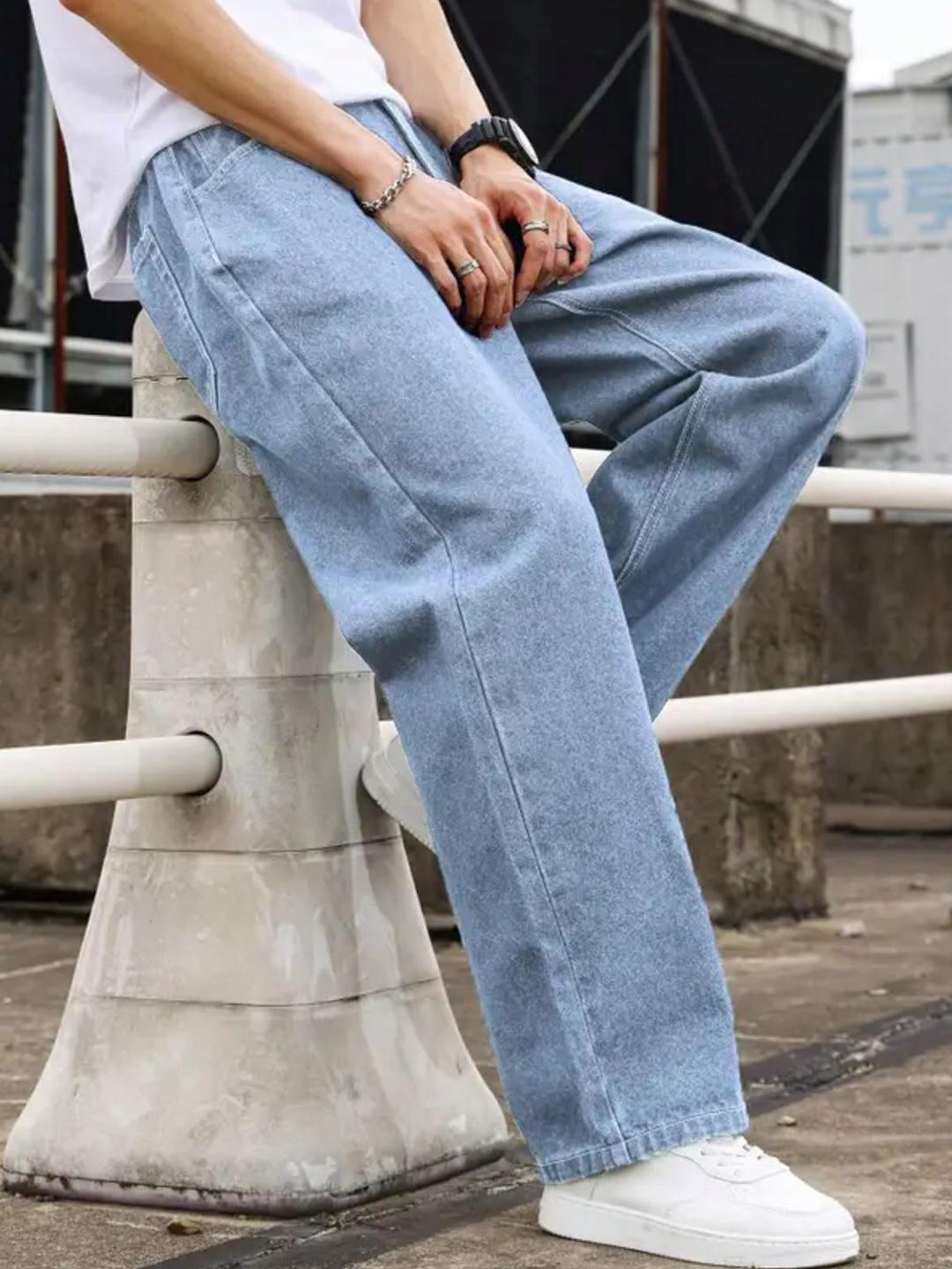 COMFITS Men Classic Baggy Fit Mid-Rise Stretchable Cotton Denim Jeans - Image 1