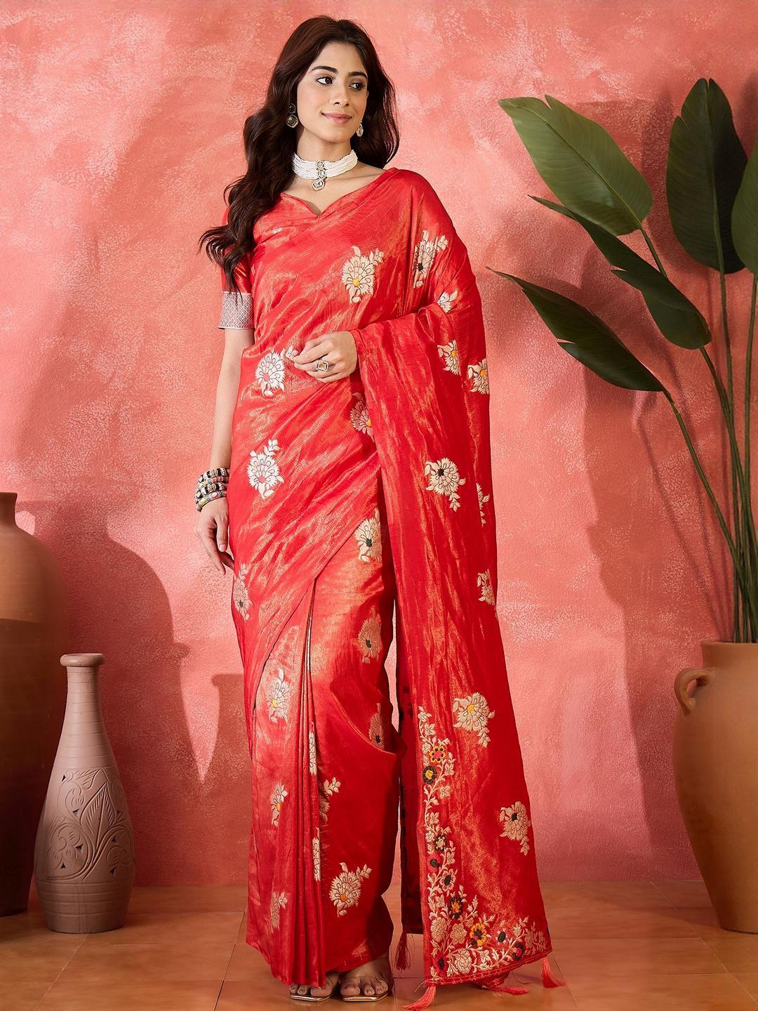 Buy HERE&NOW Woven Design Zari Saree - Sarees for Women 35841330