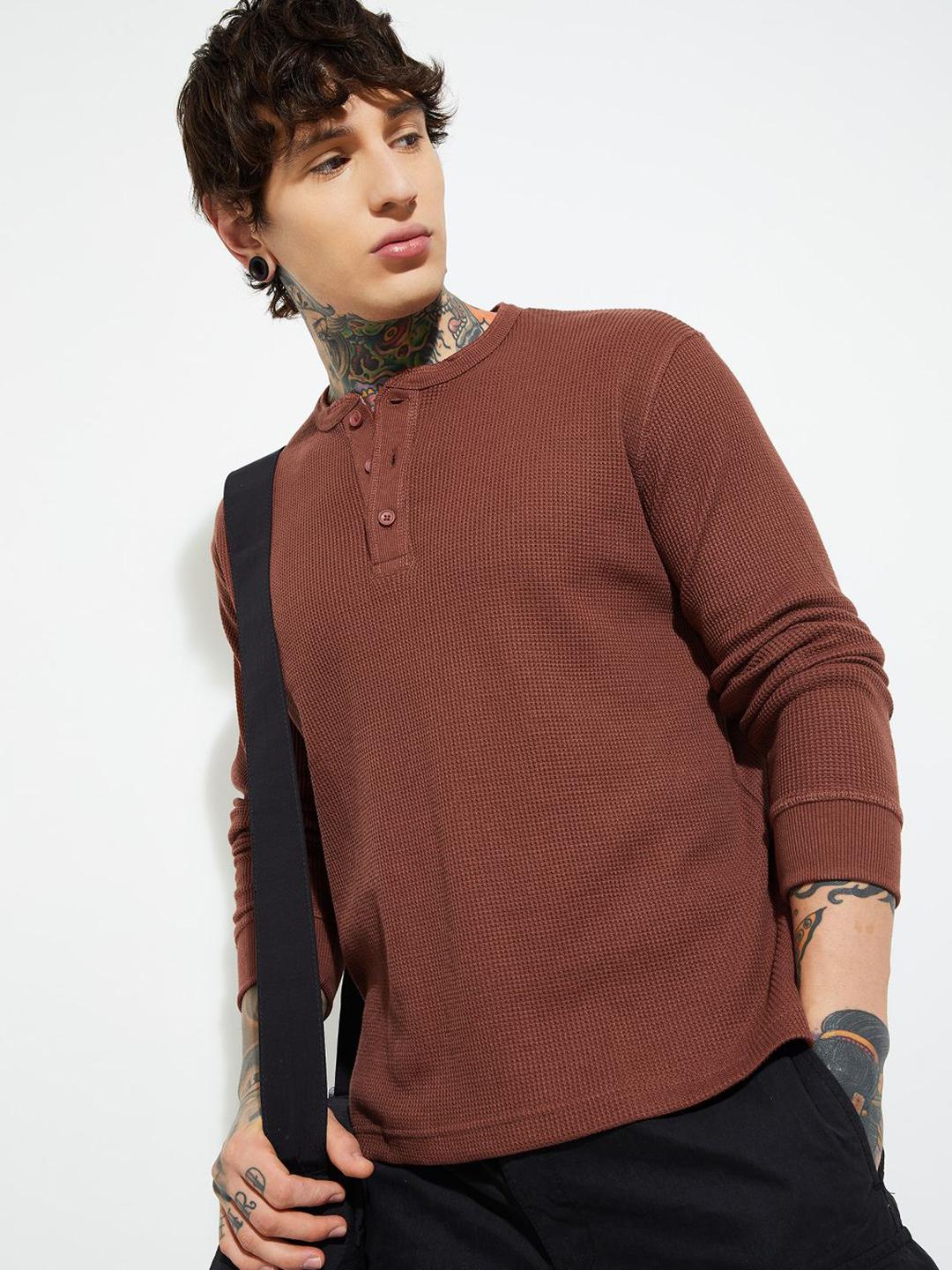 Buy max Men Solid Henley Neck T-shirt - Tshirts for Men 35875616