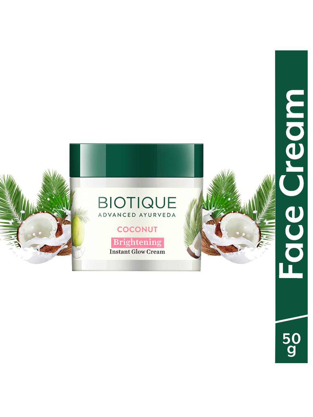 Biotique Coconut Brightening Instant Glow Cream - 50 g - Image 1