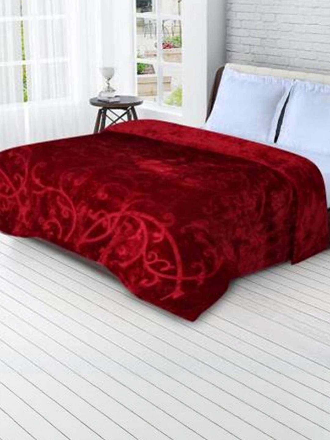 Buy Doristyle Maroon 300 GSM SOLID MINK Double Bed Blanket