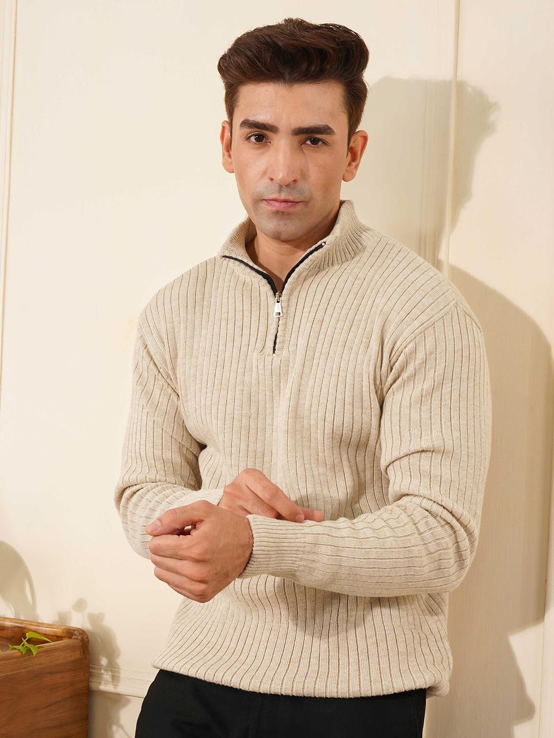 Buy KVETOO Men Ribbed Half Zipper Pullover - Sweaters for Men