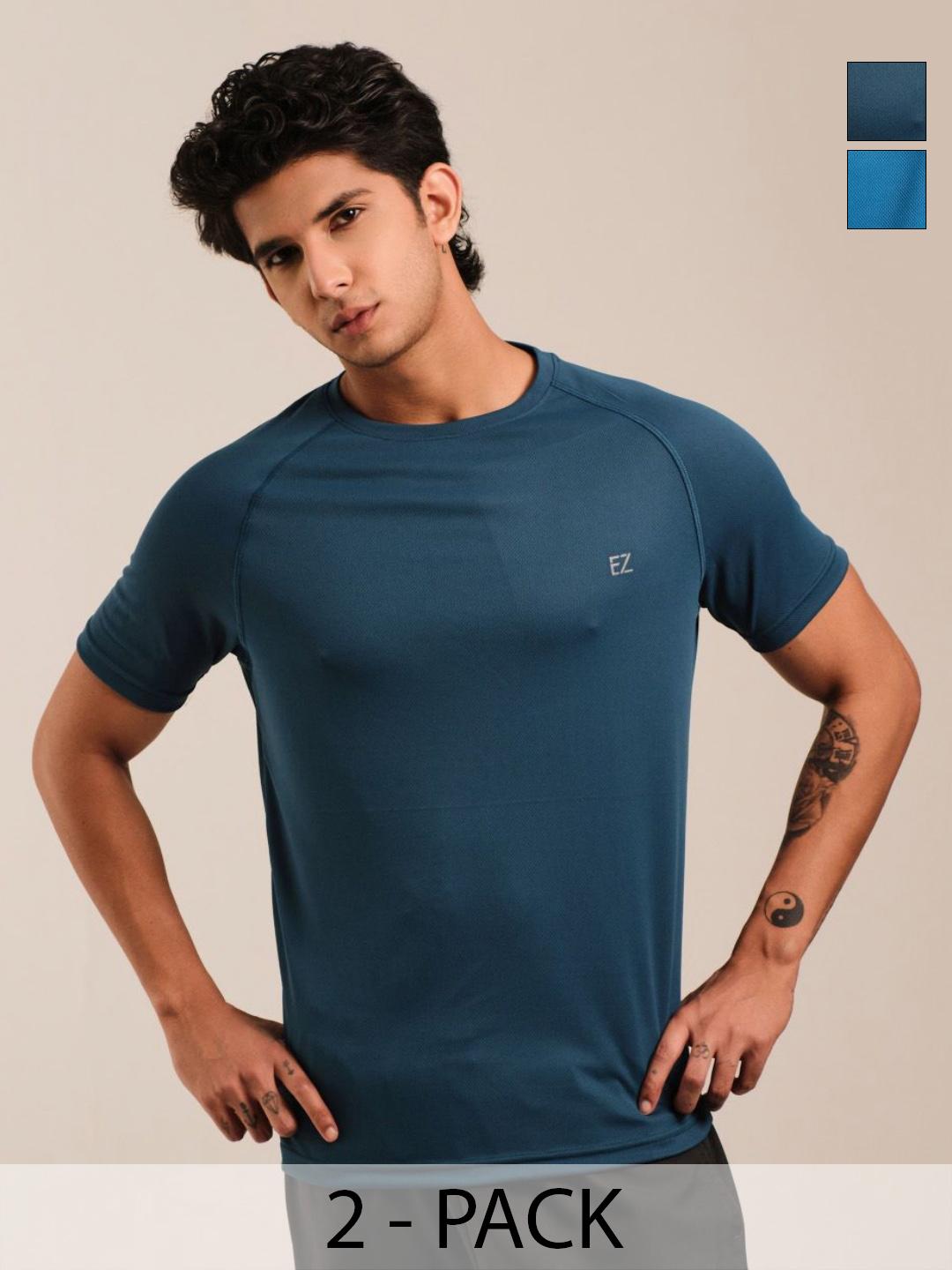 Buy EAZY Men Pack of 2 Solid Round Neck T-shirts - Tshirts for Men