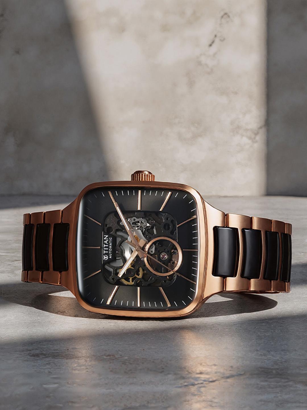 Titan Ceramic Fusion Automatic Black Dial Watch Nt90175kd03