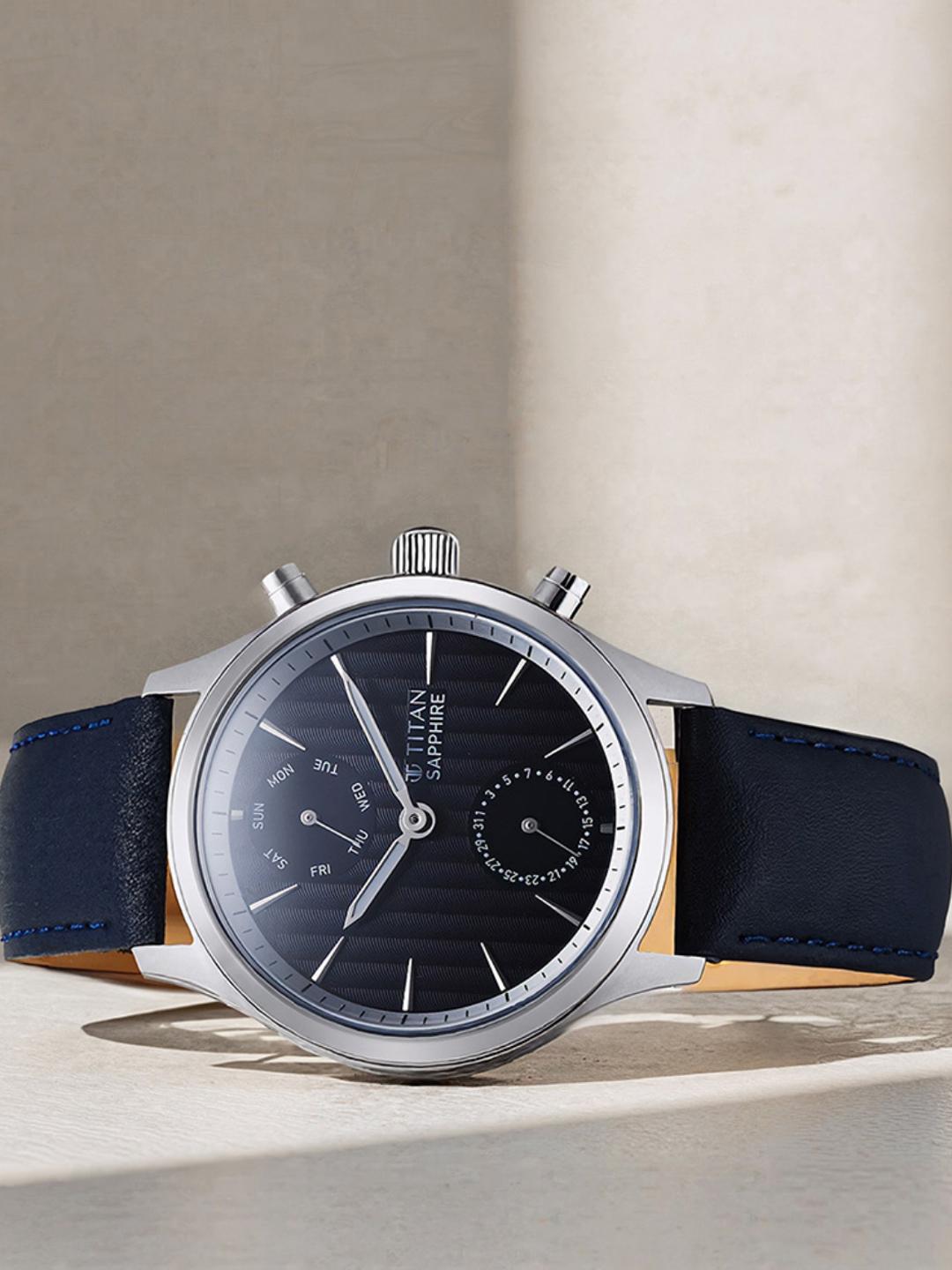 Buy Titan Men Textured Dial Leather Straps Analogue Watch