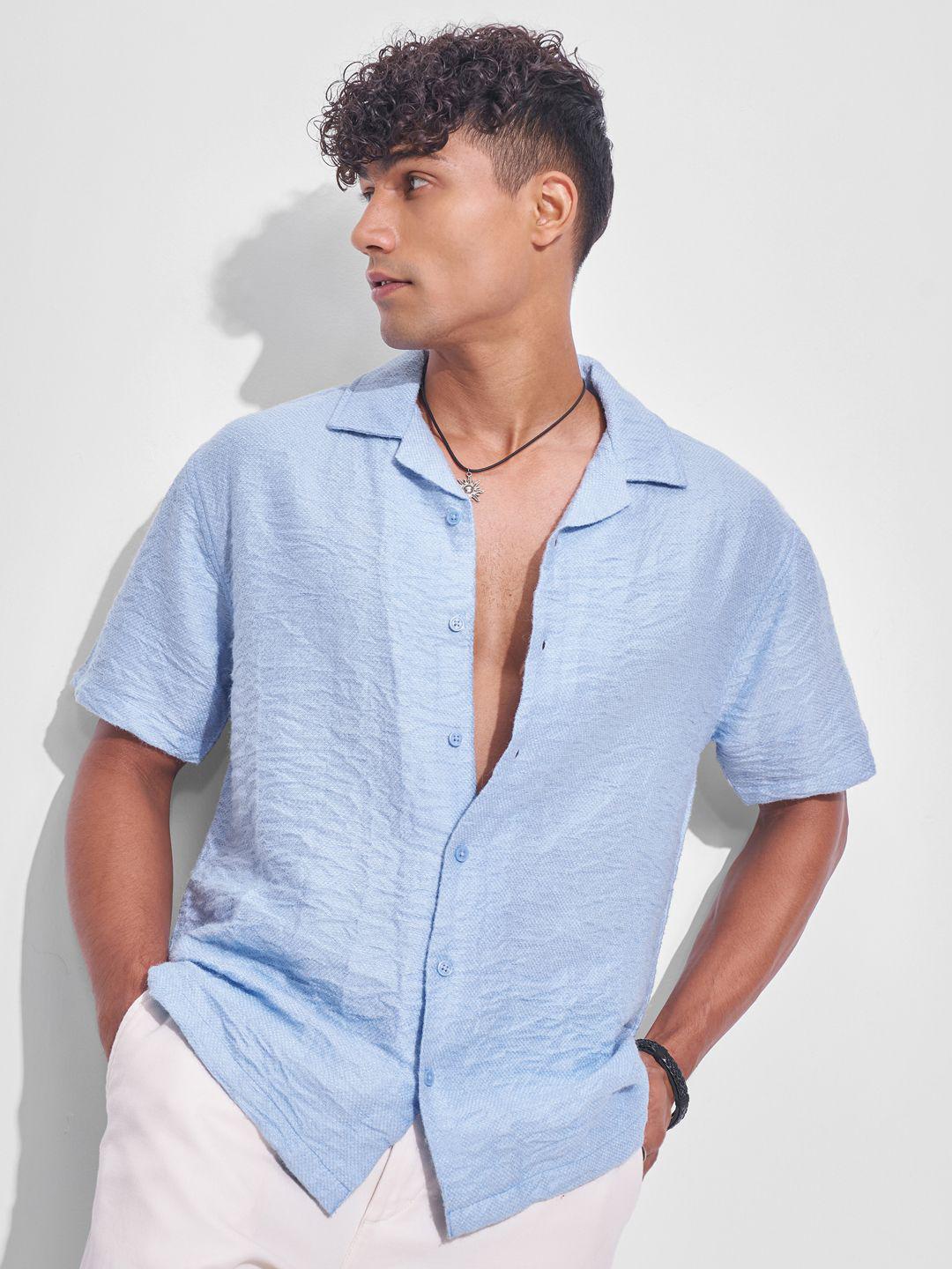 HIGHLANDER Cuban Collar Relaxed Fit Casual Shirt - Image 1