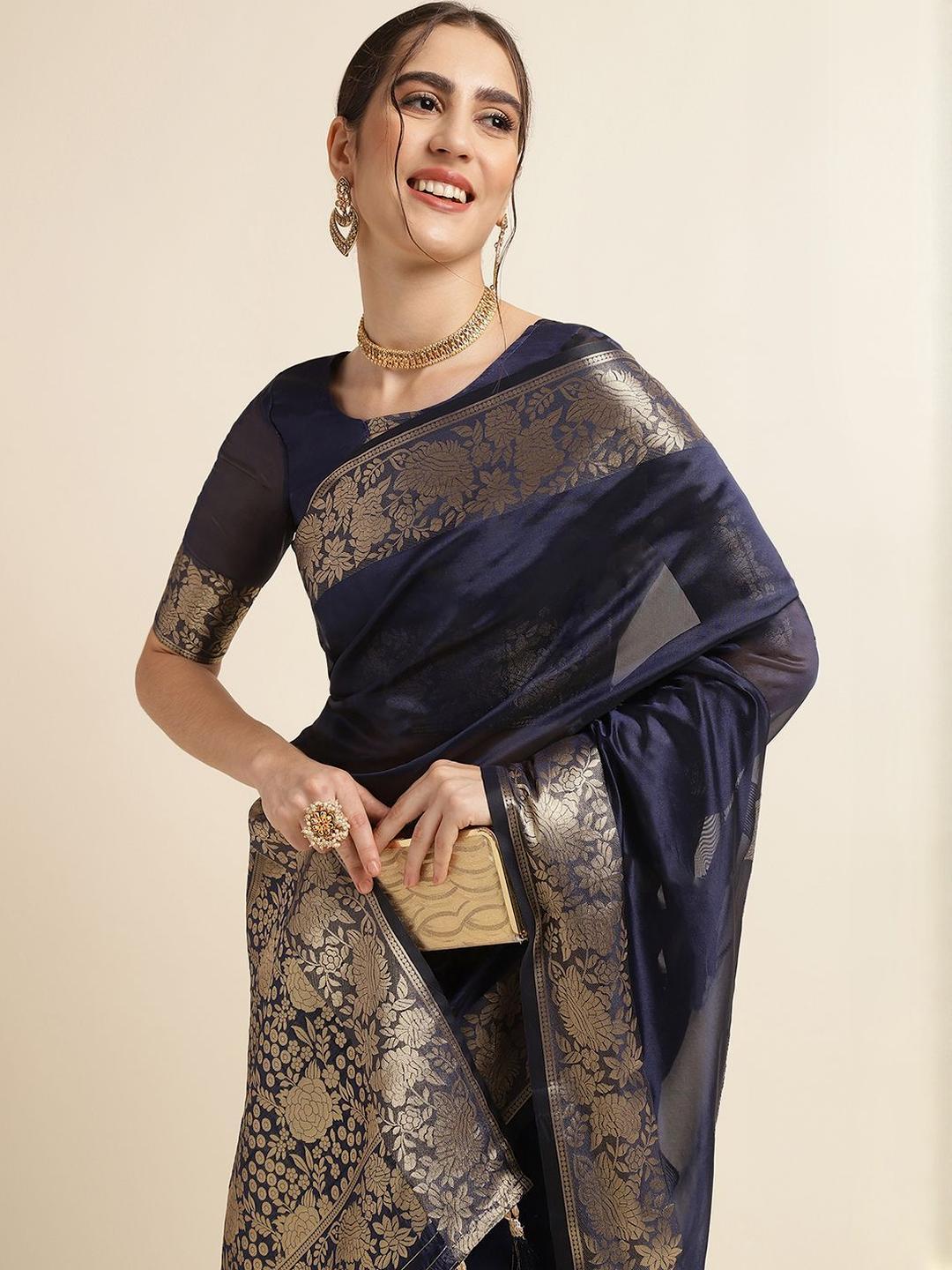 HERE&NOW Zari Silk Blend Saree - Image 1