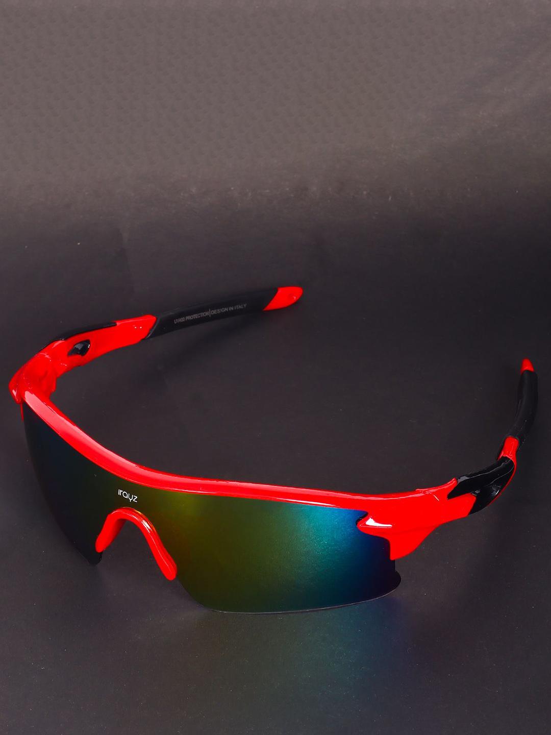 Buy Irayz Men Mirrored Lens & Red Sports Sunglasses with