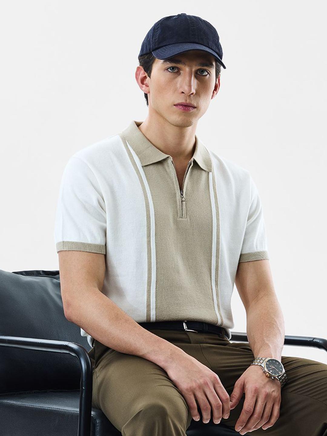 Snitch Men Striped Polo Collar T-shirt - Image 1