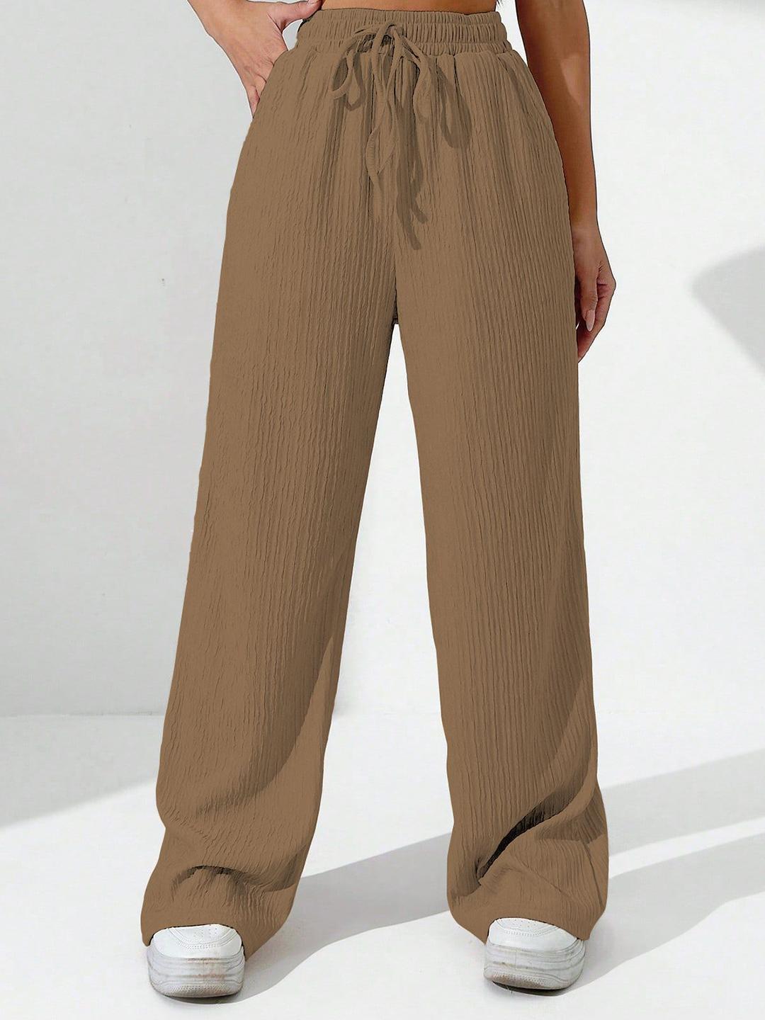 Buy CORSICA Women Textured Relaxed Straight Leg Loose Fit Wide Leg