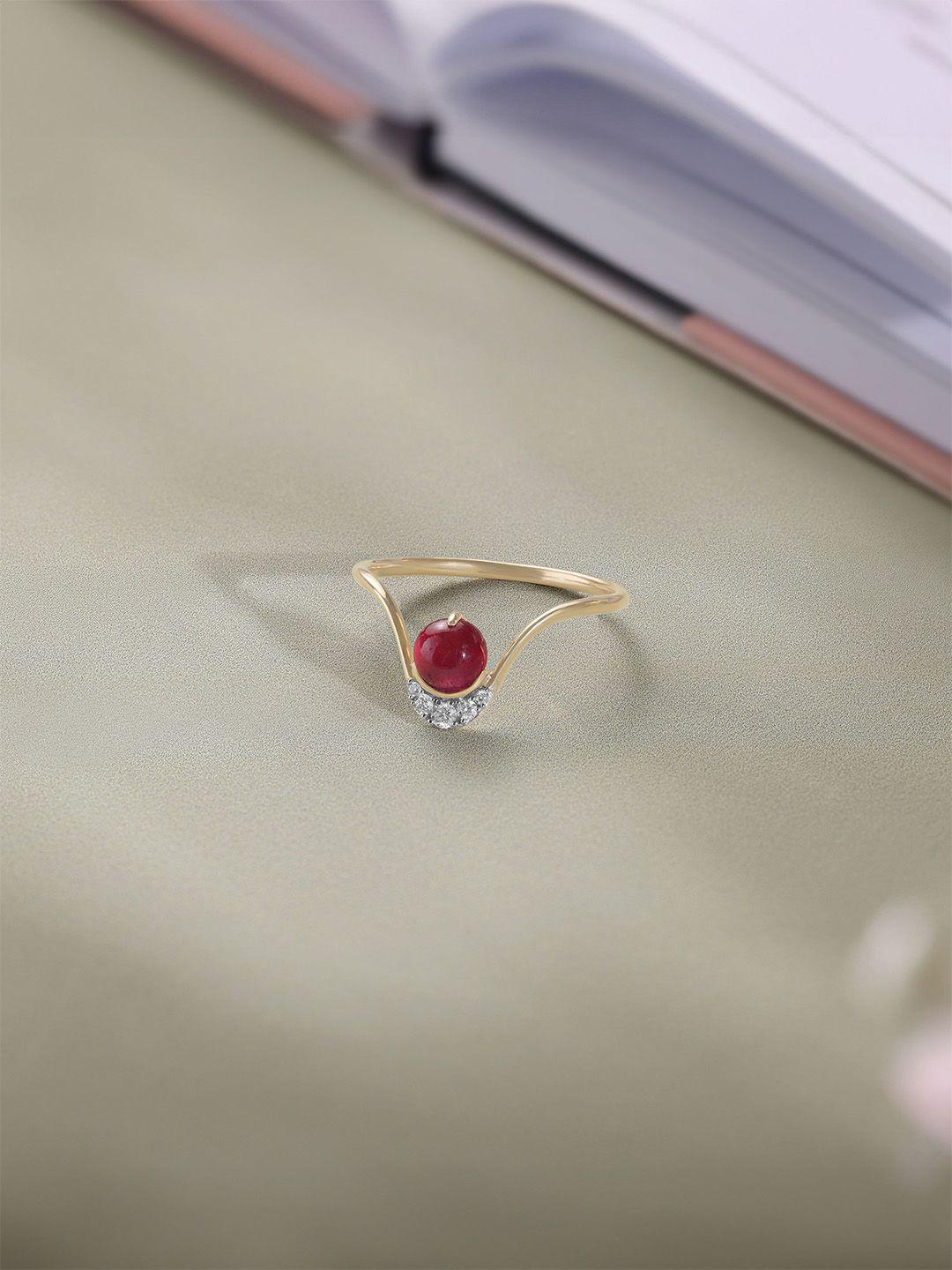 Buy Mia by Tanishq 14KT Yellow Gold Ruby Natural Diamond Finger