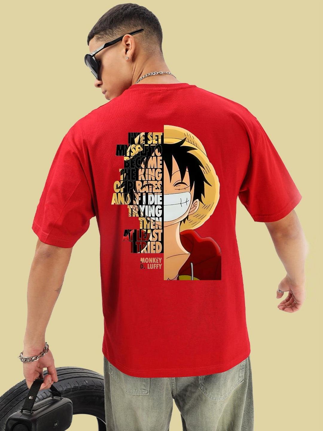 Buy BDSQUARE Men Monkey D Luffy Typography Printed Round Neck