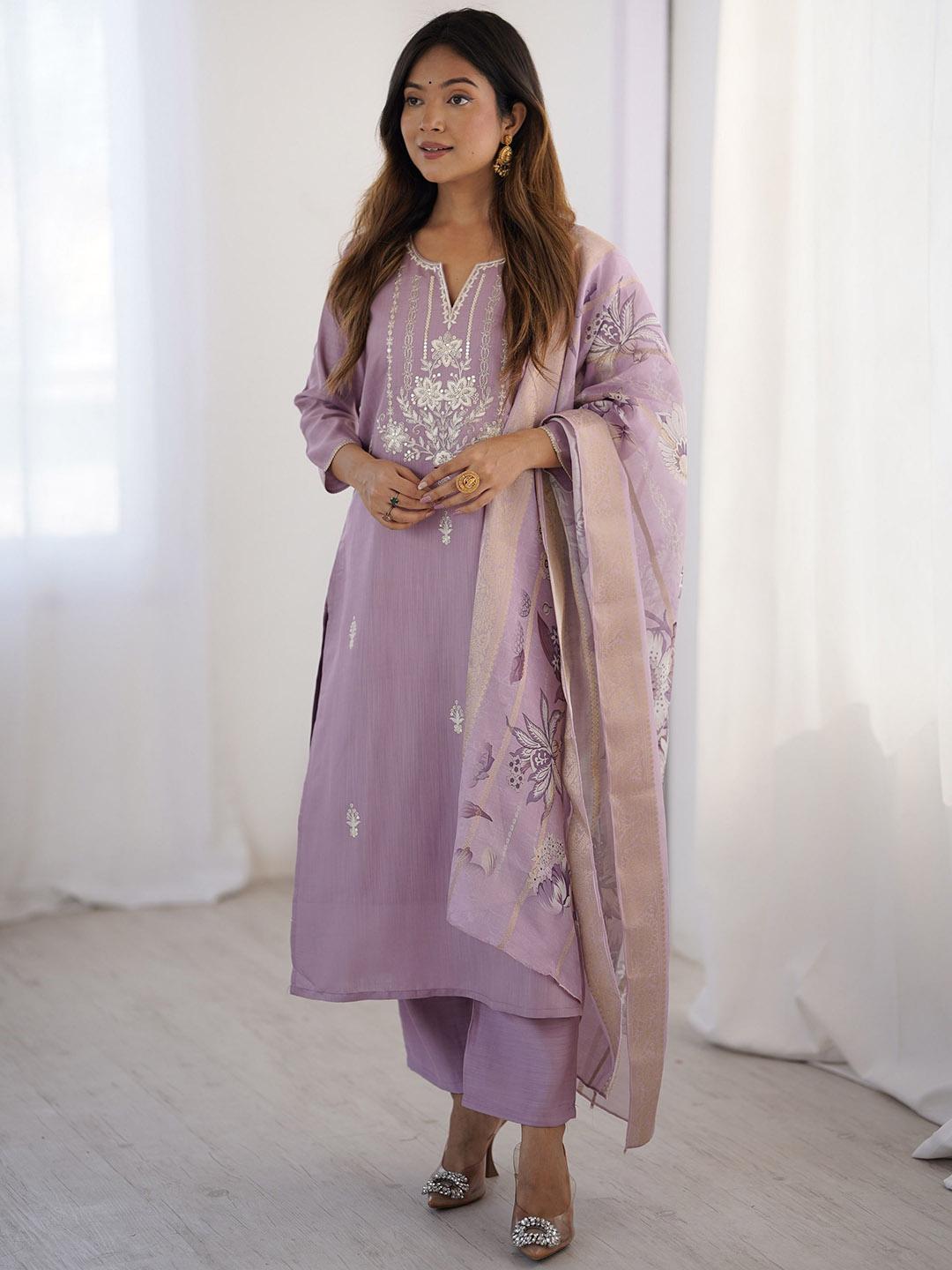 Buy Wedani Women Ethnic Motifs Embroidered Kurta with Trousers