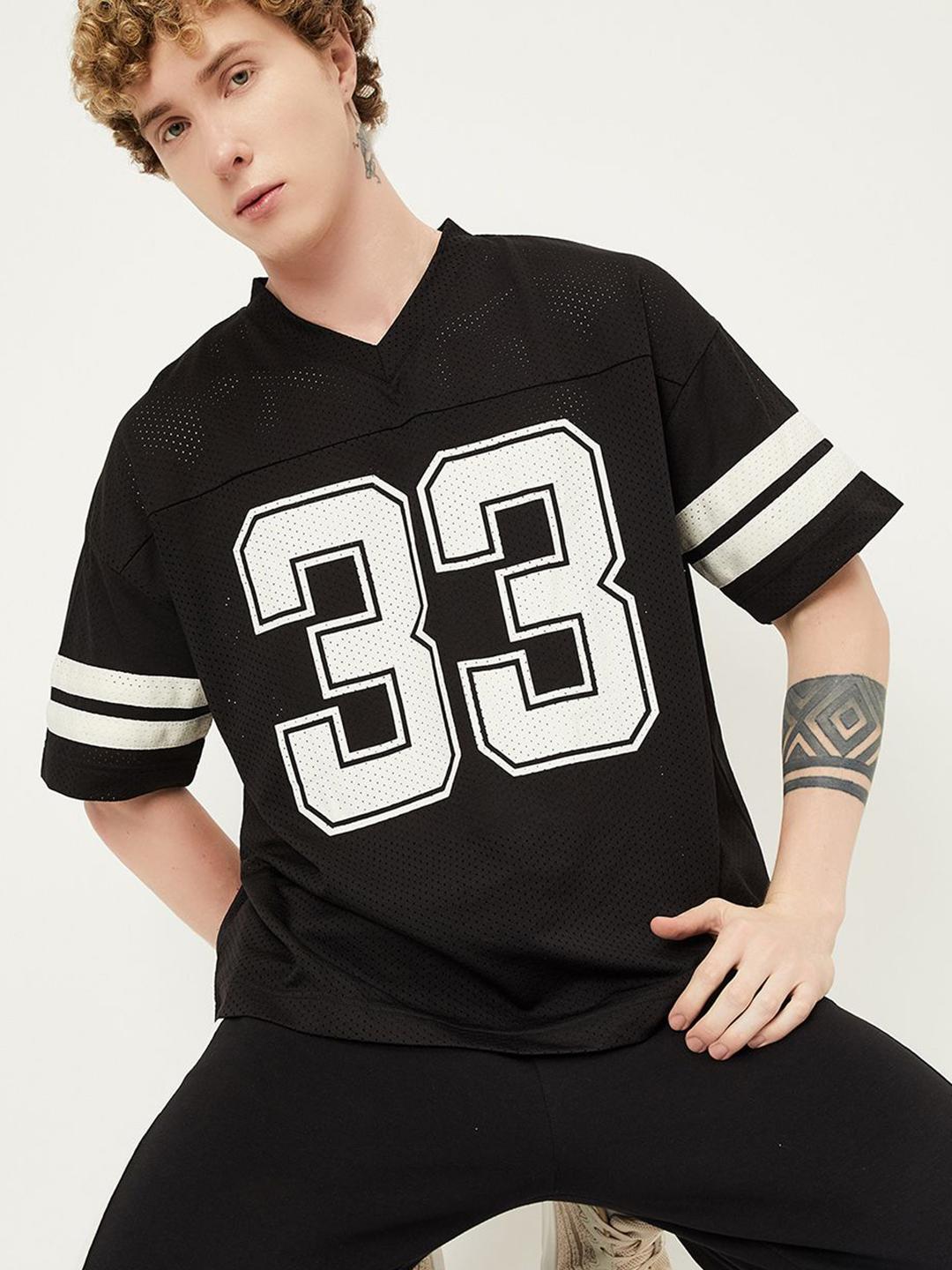 max Men Typography Printed V-Neck T-shirt
