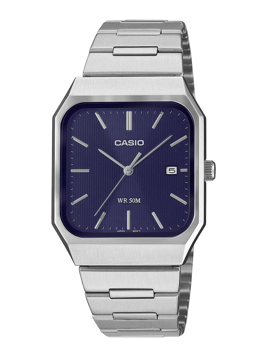 Buy CASIO Men Dial & Stainless Steel Cuff Straps Rectangular Reset