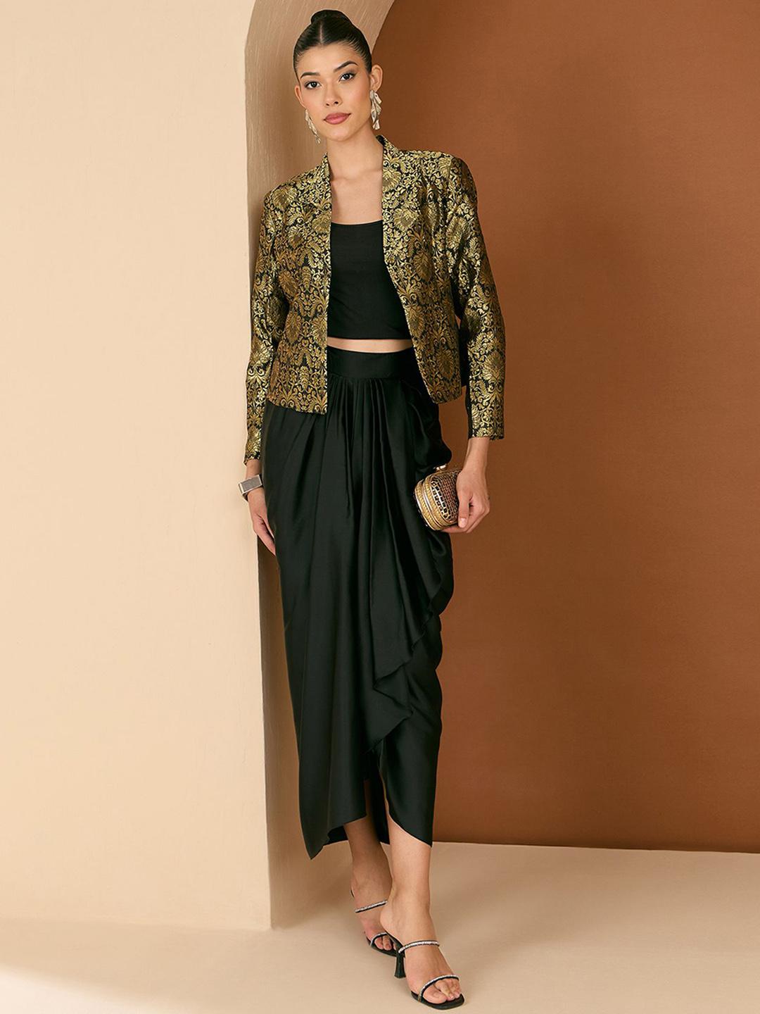 Buy Antheaa Brocade Jacket & Draped Skirt Co-Ords - Co-Ords for